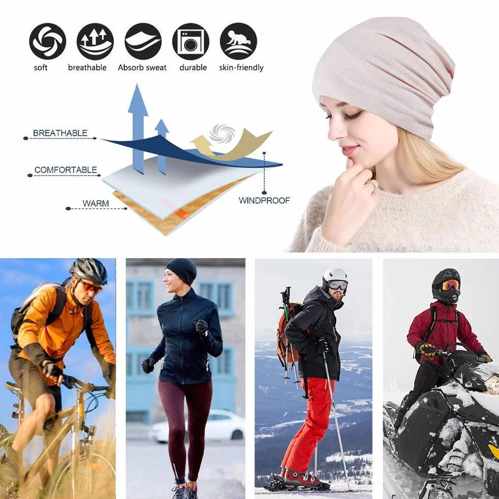 Gorro Slouchy Algodón para Cabeza Quimio Cáncer Mujeres Hombres Turbante Elástico