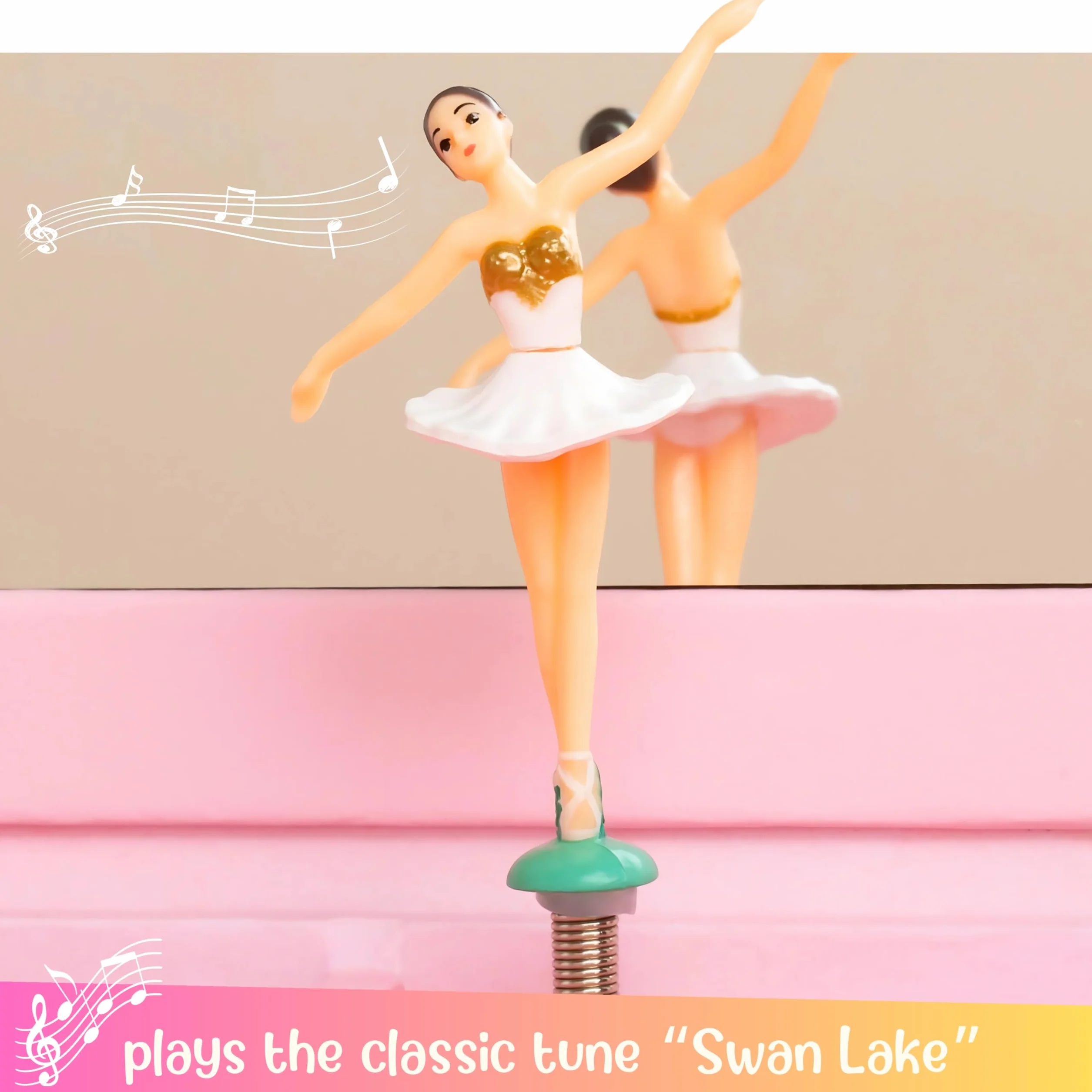 Giggle & Honey Caja de Música Grande con Bailarina y Tres Cajones para Niñas - Joyero Musical con Espejo, Regalo Cumpleaños 3-10