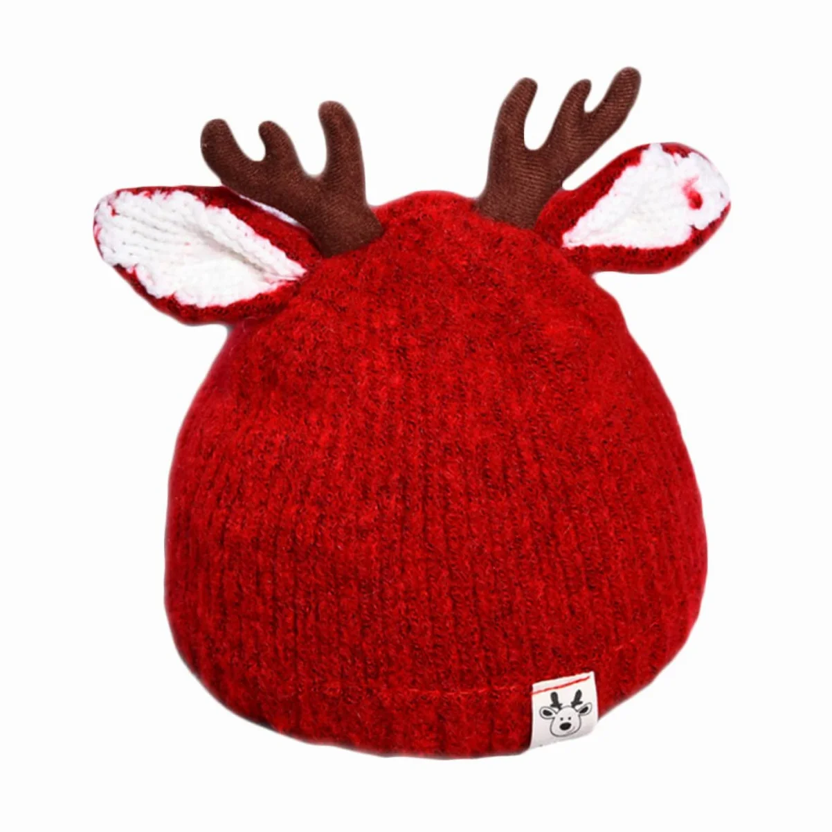 Kisangel Sombrero para Niños 3 Uds Hilo En De Bebé Tejido Rojo Espesar Adorable Alce Invierno Navidad Reno Niños Niñas Gorro De Lana Sombrero Cornamenta Cálido para