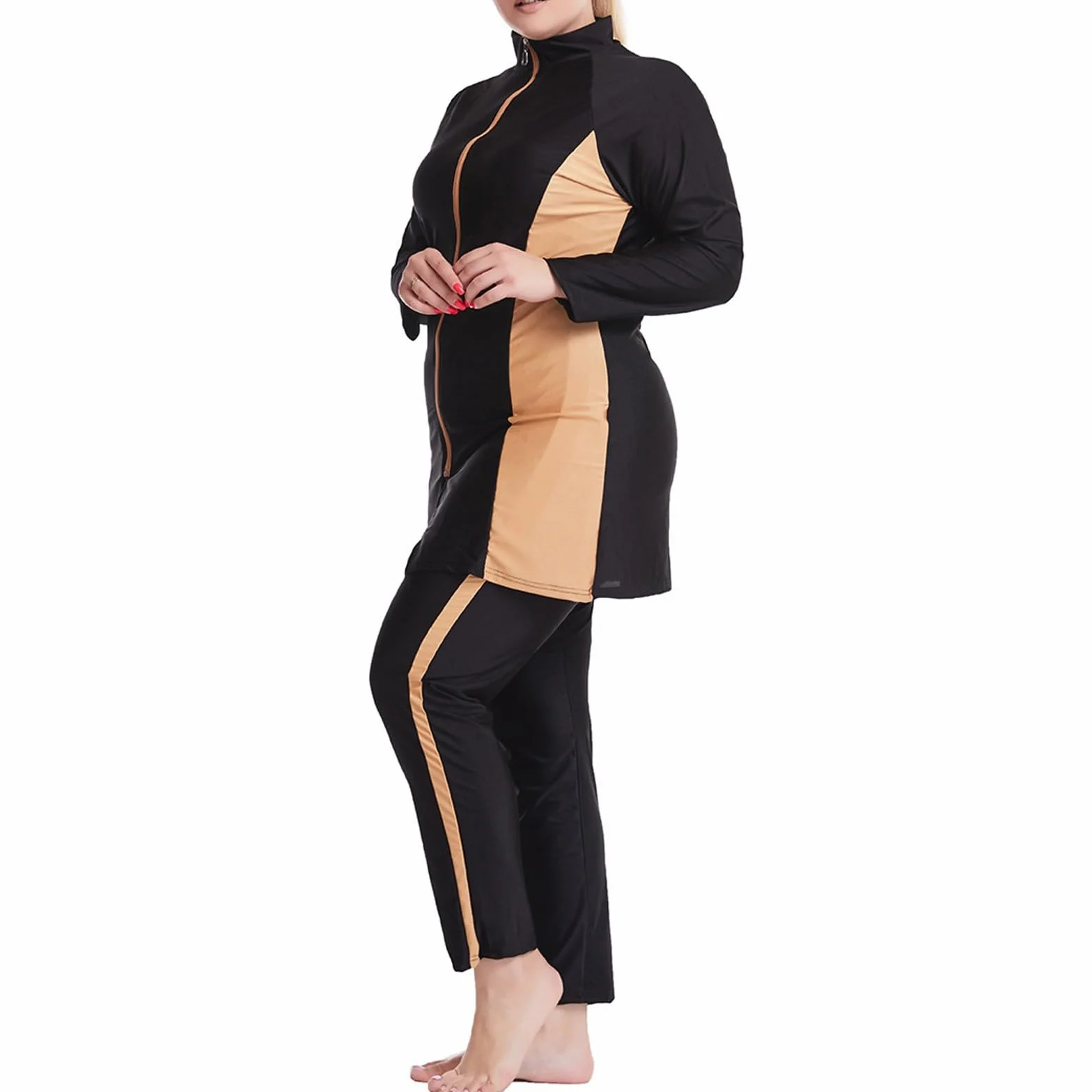Burkini de Natación Islámico con Capucha y Pantalones Holgados para Mujer Traje de Baño Completo Conservadora