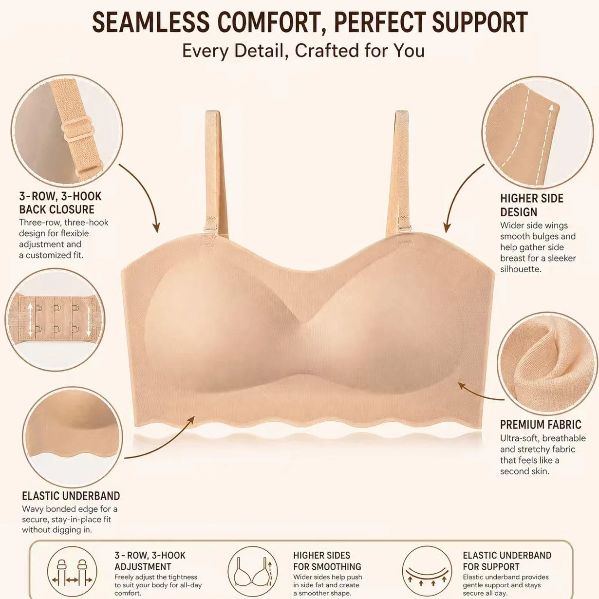 Sujetador sin tirantes invisible bandeau para niñas 10-18 años, paquete de dos