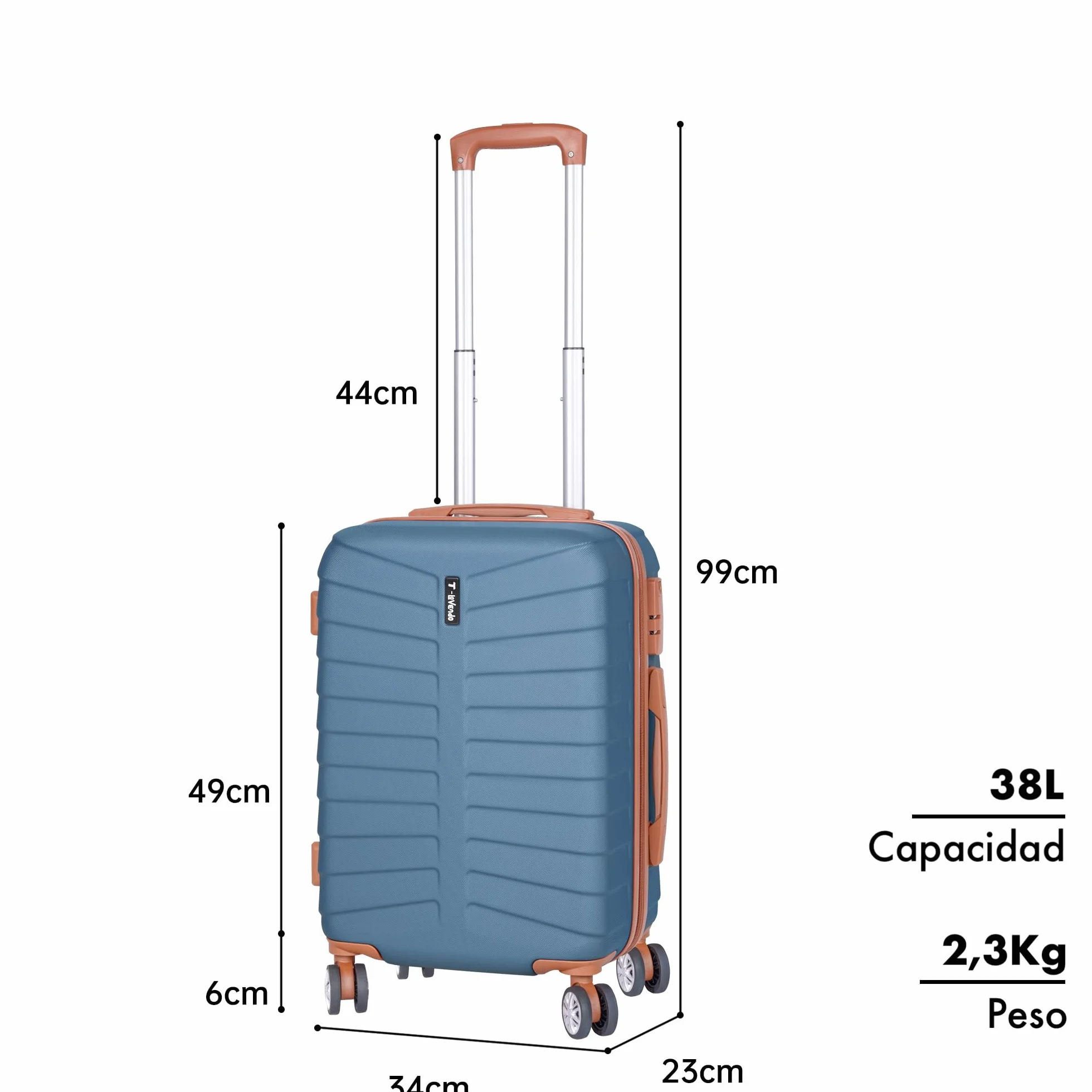 Maleta de Cabina 55x34x23 ABS Ligero 4 Ruedas Giratorias Candado Combinación