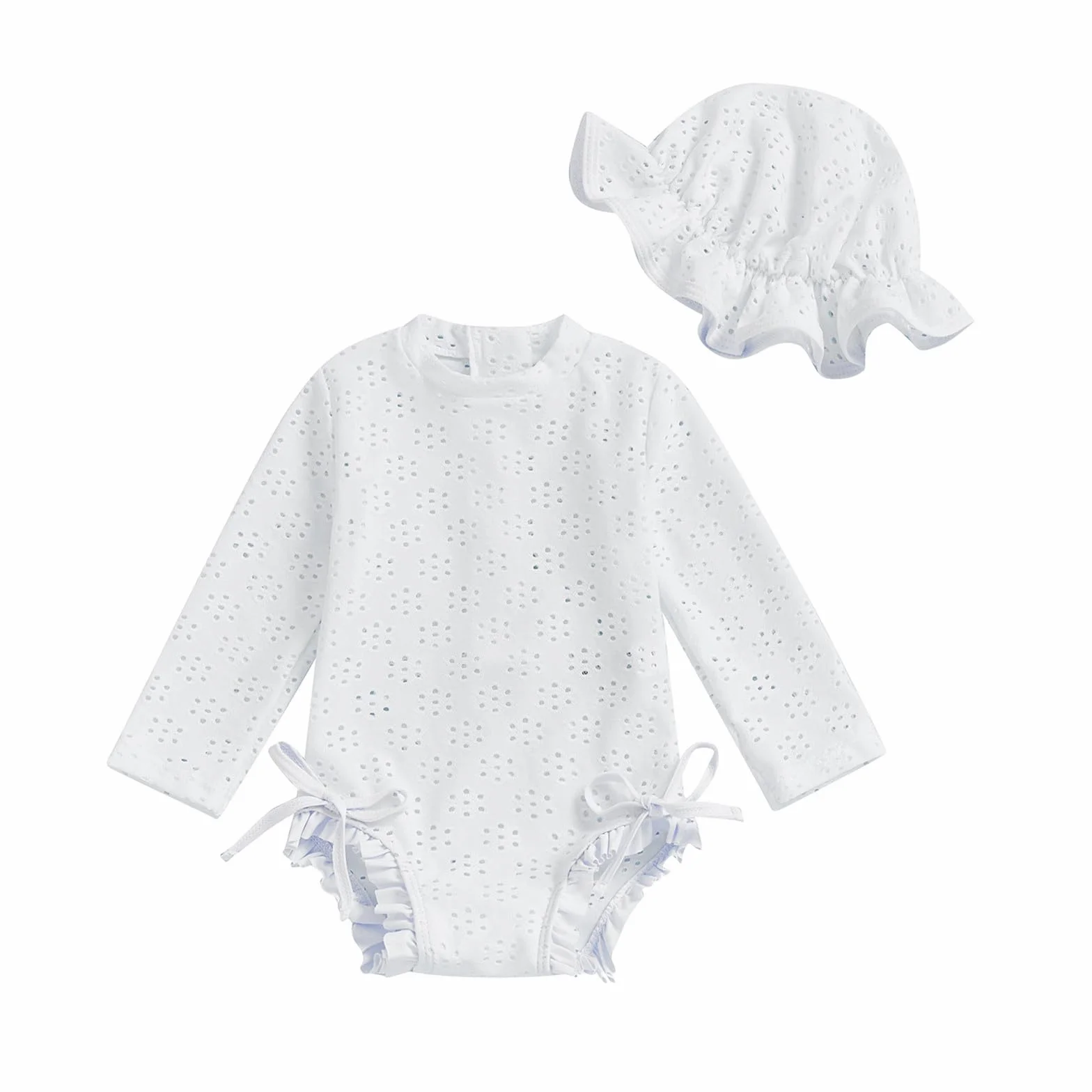 Traje de baño para niña manga larga protección solar ropa natación bebé