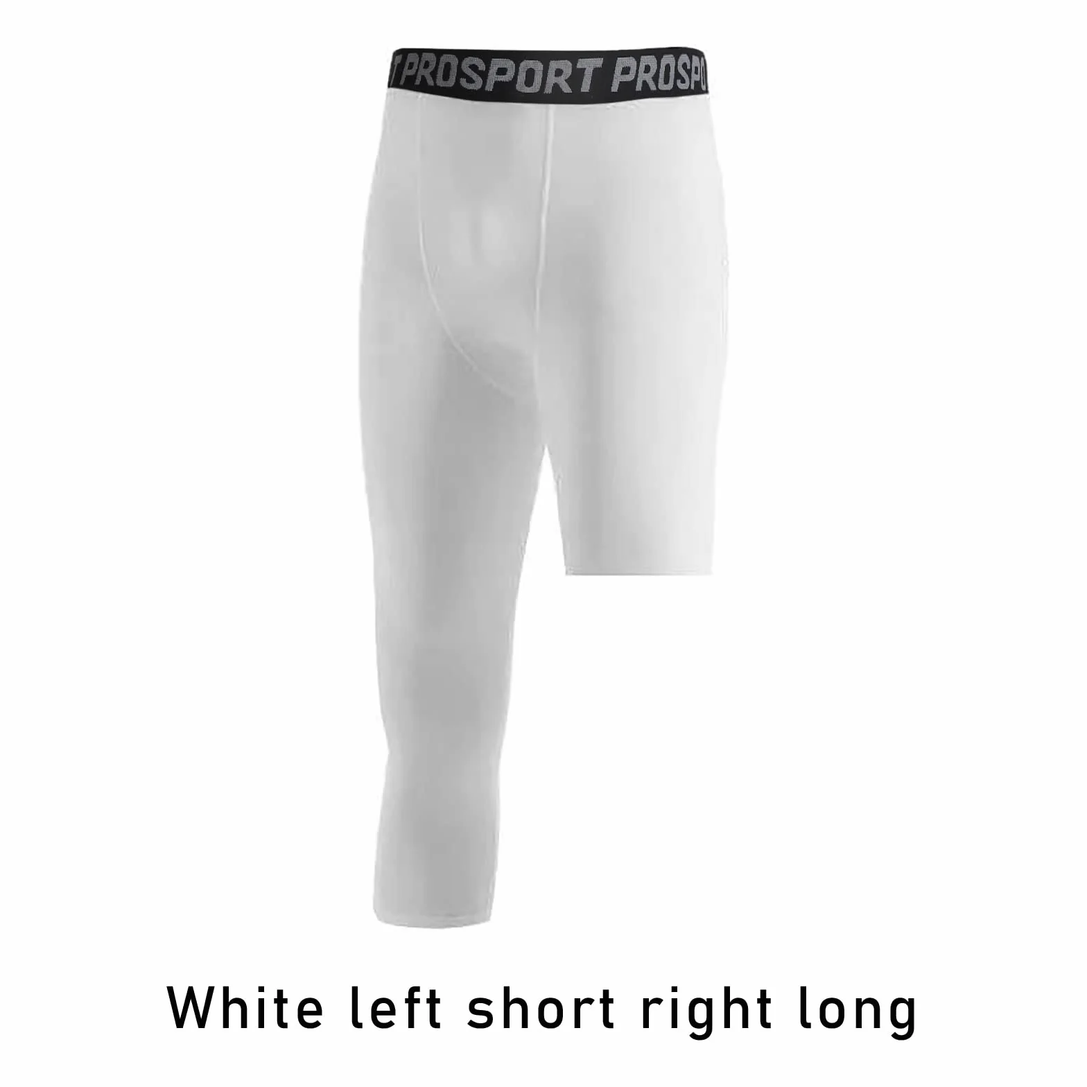 2 Piezas Pantalones Compresión Una Pierna 3/4 Hombre Mallas Atléticas Baloncesto Correr Capa Base