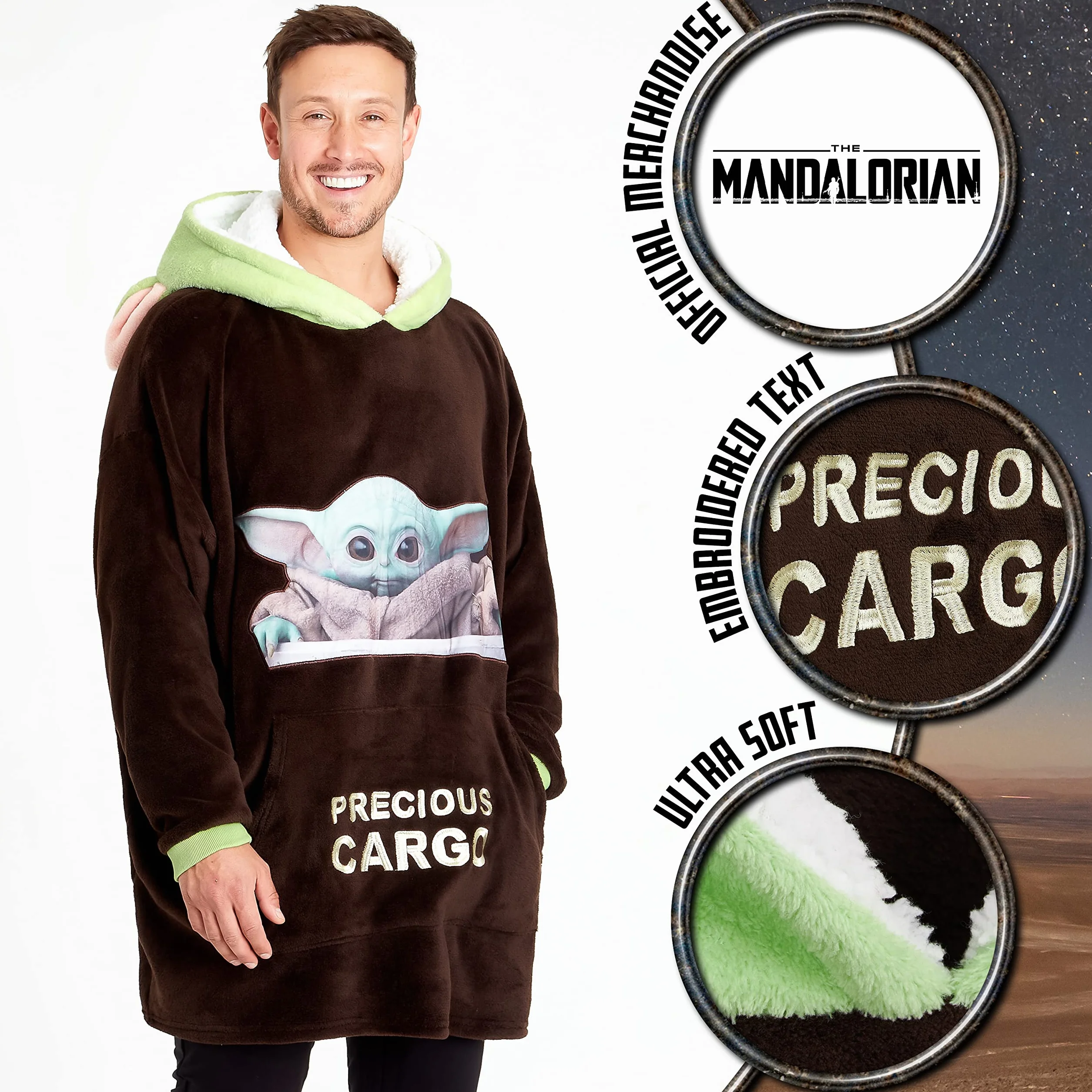 Disney The Mandalorian Sudadera Manta Gigante Forro Polar Baby Yoda Marron Verde