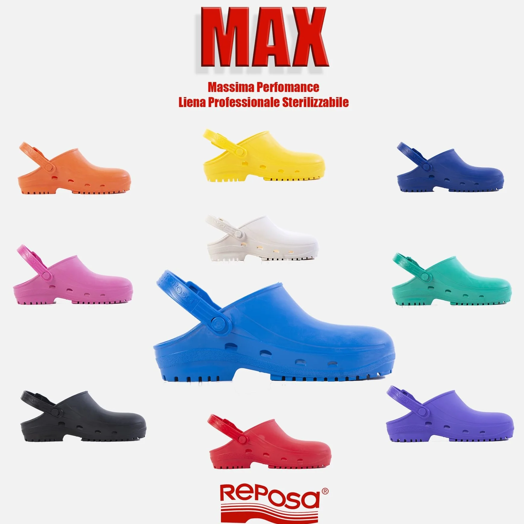 REPOSA MAX Zuecos Sanitarios Antideslizantes SRC Mujer Hombre Goma Correa Ajustable