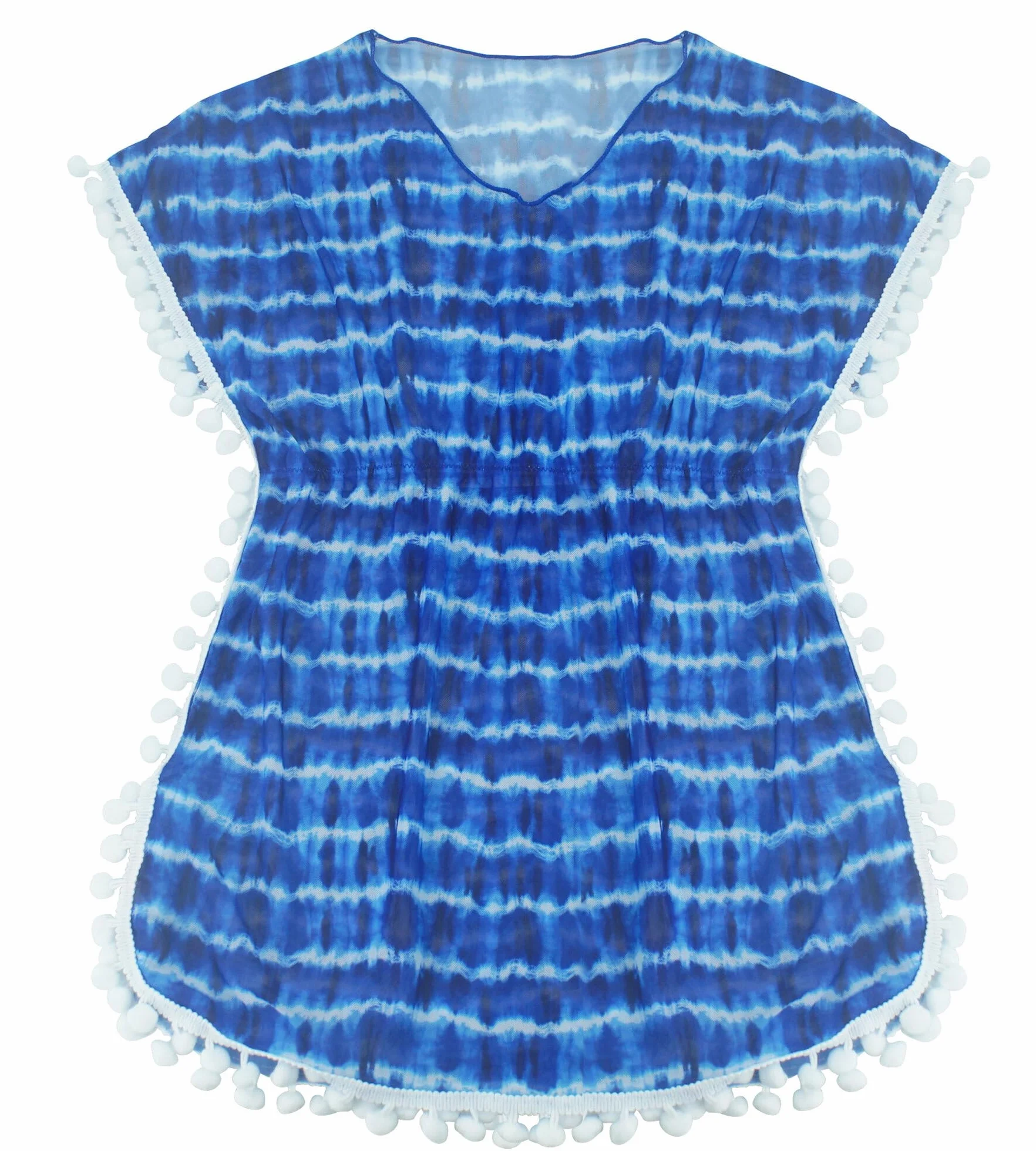 FEOYA Bikini para niña, vestido de playa, cubierta para traje de baño, cubierta de playa, poncho de playa con borla pequeña, bola de lana con cuello en V, ropa de playa elástica, 8-14 años