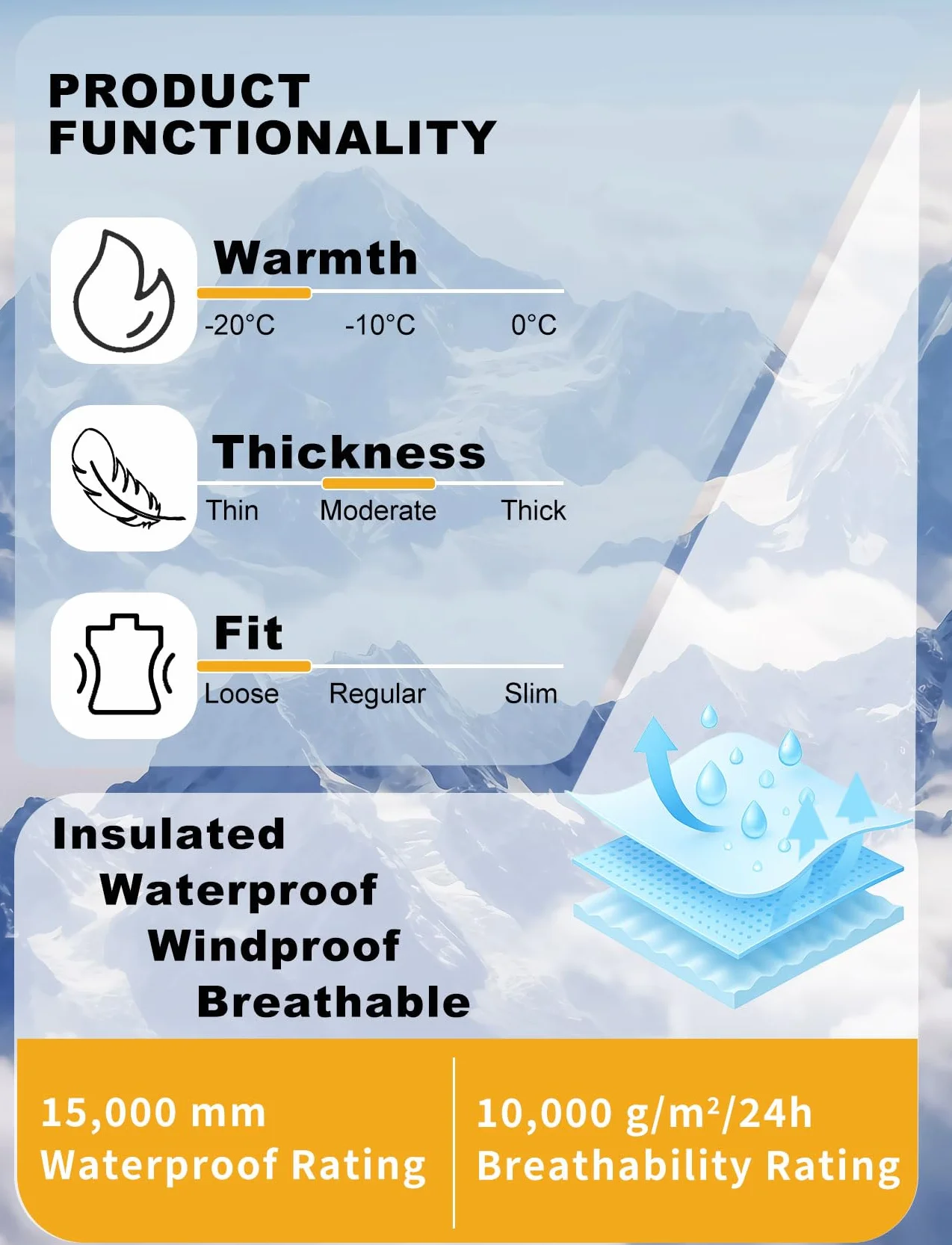 GSOU SNOW Chaqueta de Esquí Holgados Chaqueta de Snowboard Baggy Impermeable Antiviento Transpirable Aislante Térmico con Capucha