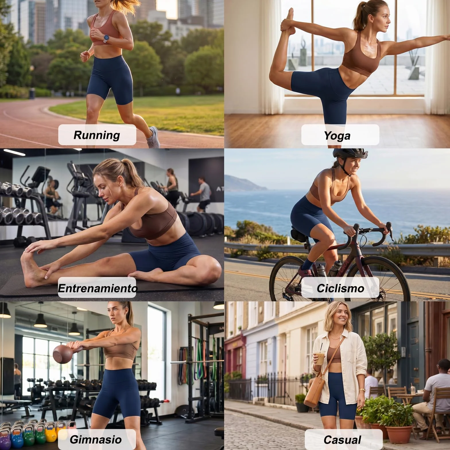 HYCOPROT Pantalones Cortos Deportivos Mujer Cintura Alta Push Up Elevador Glúteos Sin Costura Transpirable Secado Rápido Shorts Leggings de Compresión Yoga