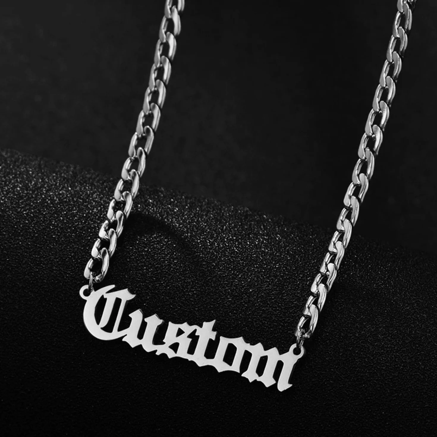 Collar Personalizado Cadena Cubana Acero Inoxidable Nombre Grabado Regalo