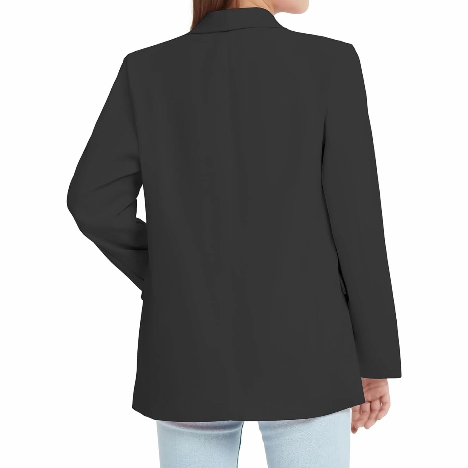 Blazers para niñas traje de solapa color sólido frente abierto chaqueta manga larga botones casual trajes de fiesta