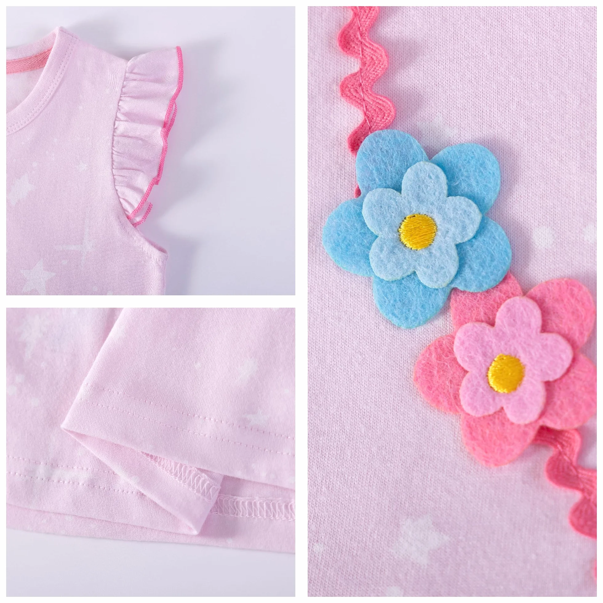 Vestido Niña Unicornio Manga Algodón Flores Verano Casual 2-8 Años