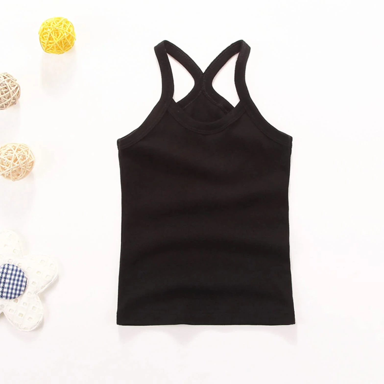 Camiseta de tirantes para niños y niñas, espalda cruzada, sin mangas, deportiva, ballet, gimnasia