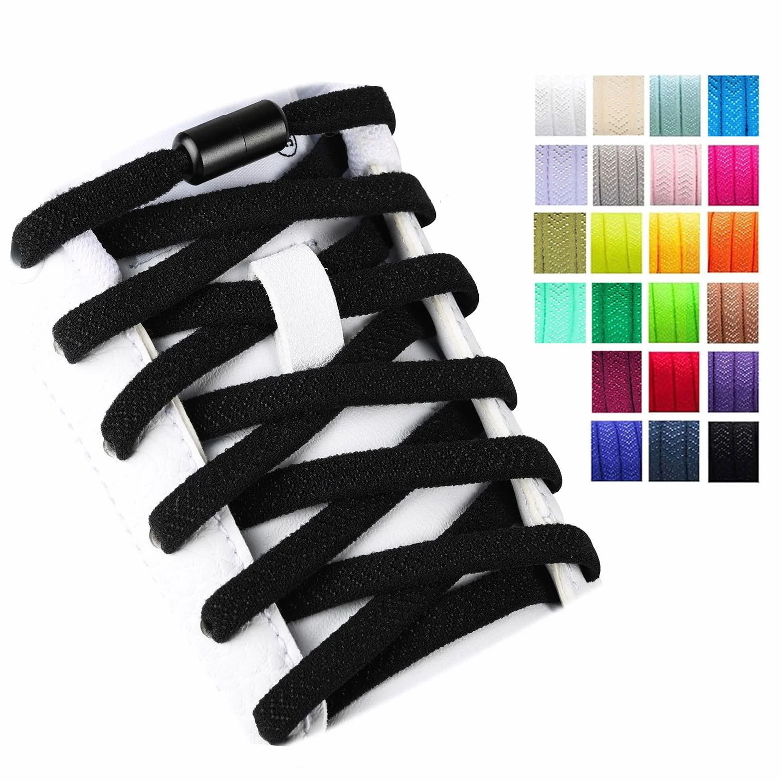 Olukssck 2 Pares Cordones Elásticos Sin Nudo con Hebilla Metal Cordones Deportivos