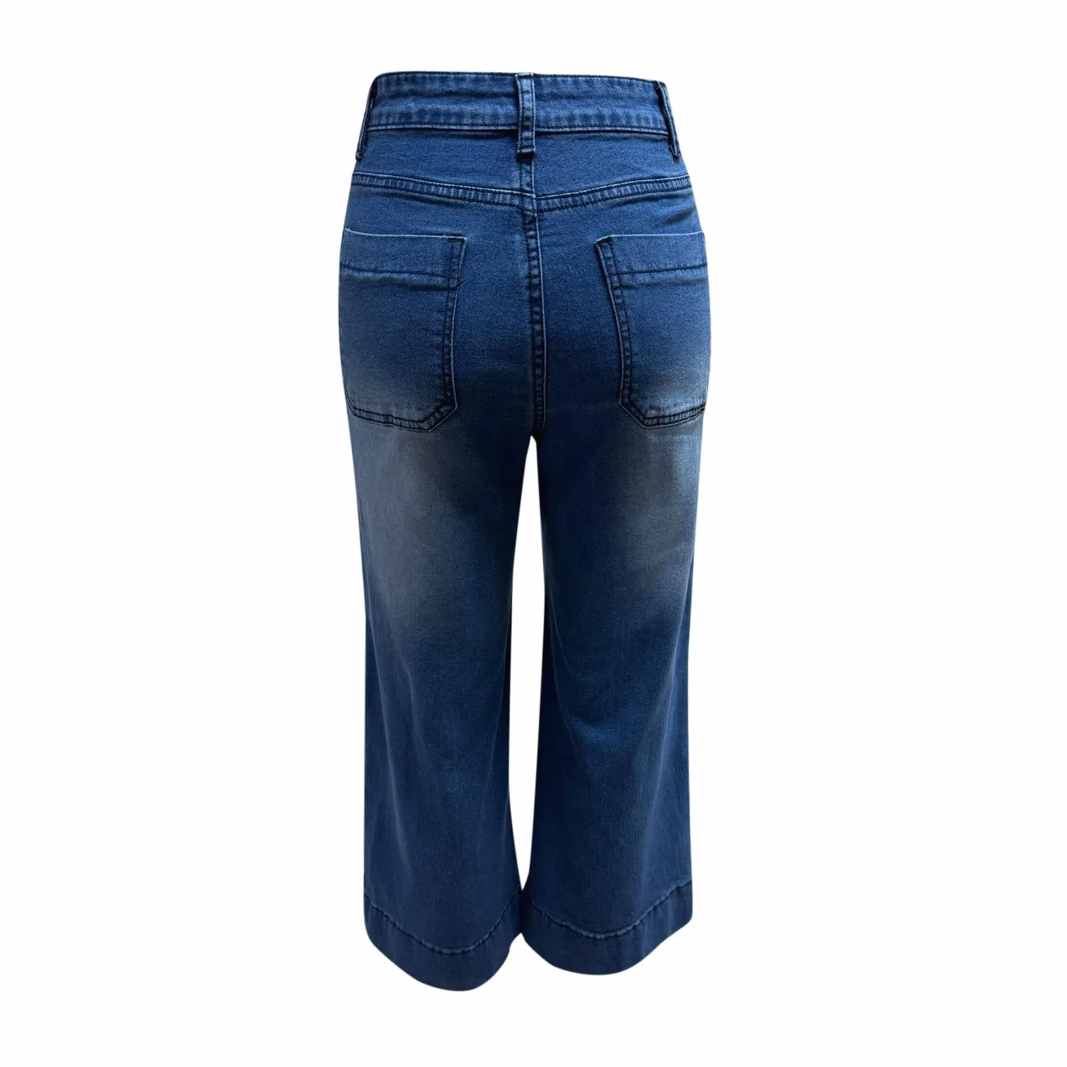 Pantalones De Verano Mujer Anchos, Pantalones Vaqueros Mujer Chino, Pierna Ancha Acampanados Talle Alto Mezclilla Recortados EláSticos Holgados con Bolsillos Parche Pantalon Pirata Pantalón