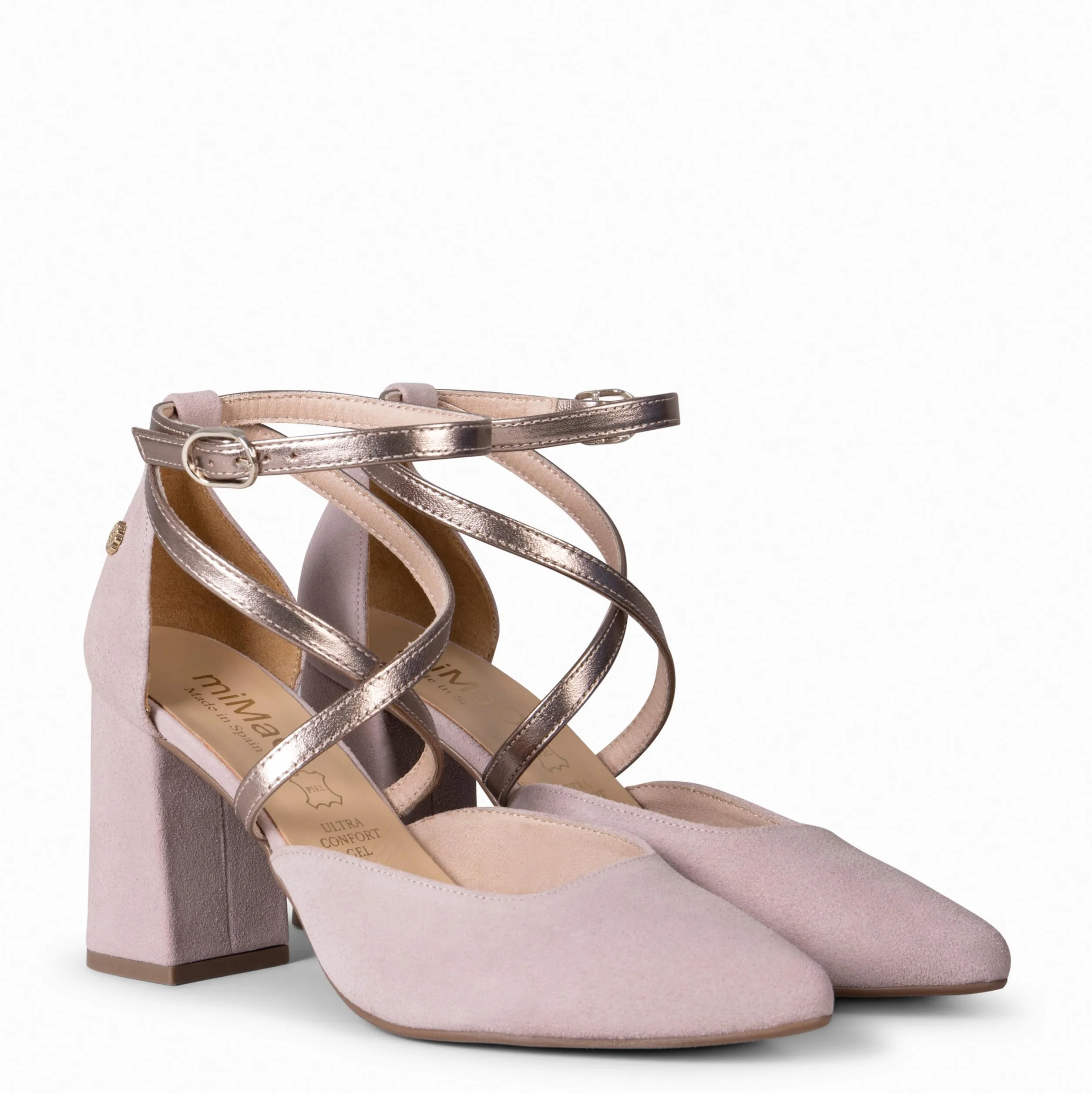 Zapatos de Fiesta Mujer con Tiras Cruzadas en Piel y Plantilla de Gel Hecho en España