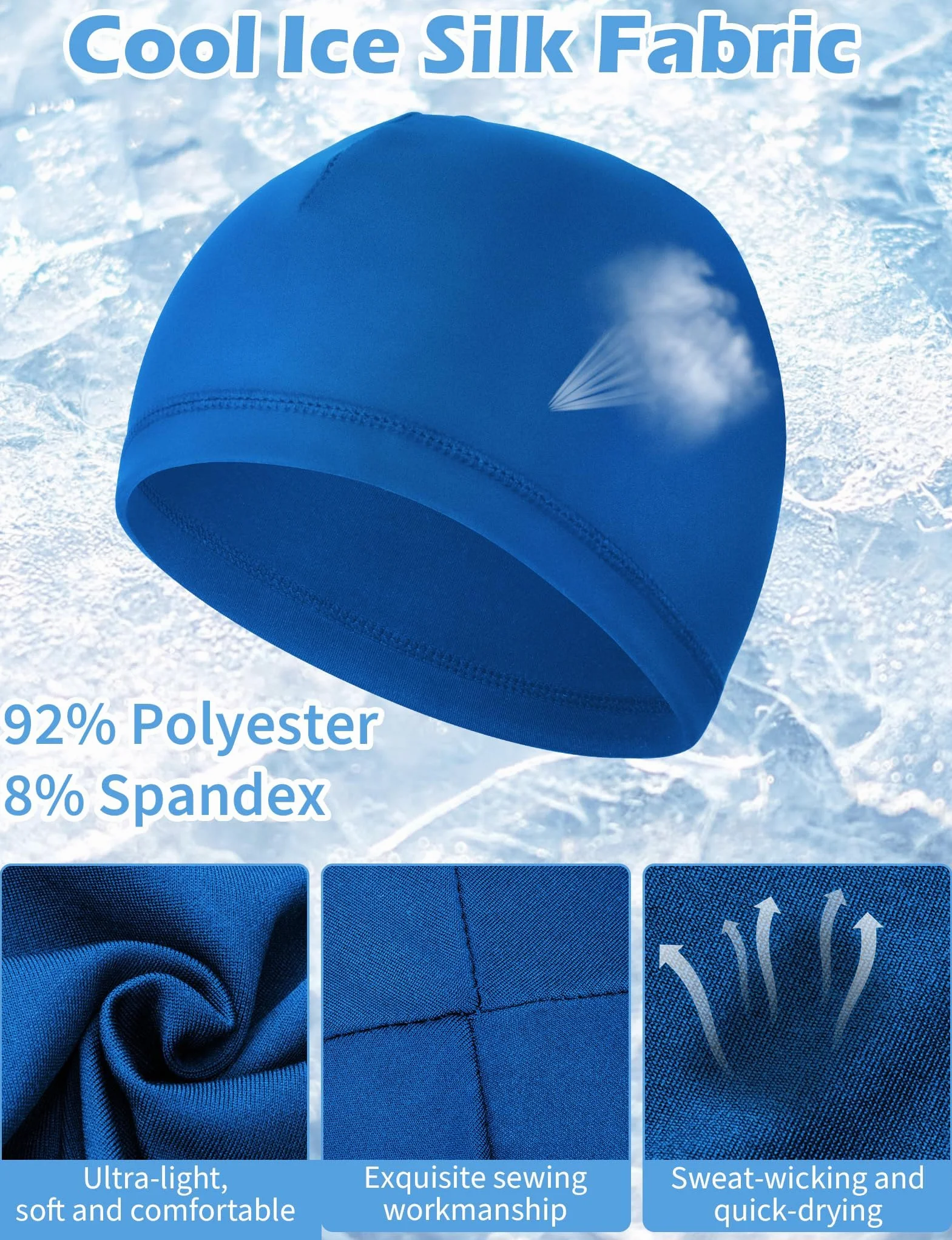 MELLIEX 3 Piezas Gorro Transpirable Seda Helada Running Skull Cap Multifuncional para Ciclismo Moto