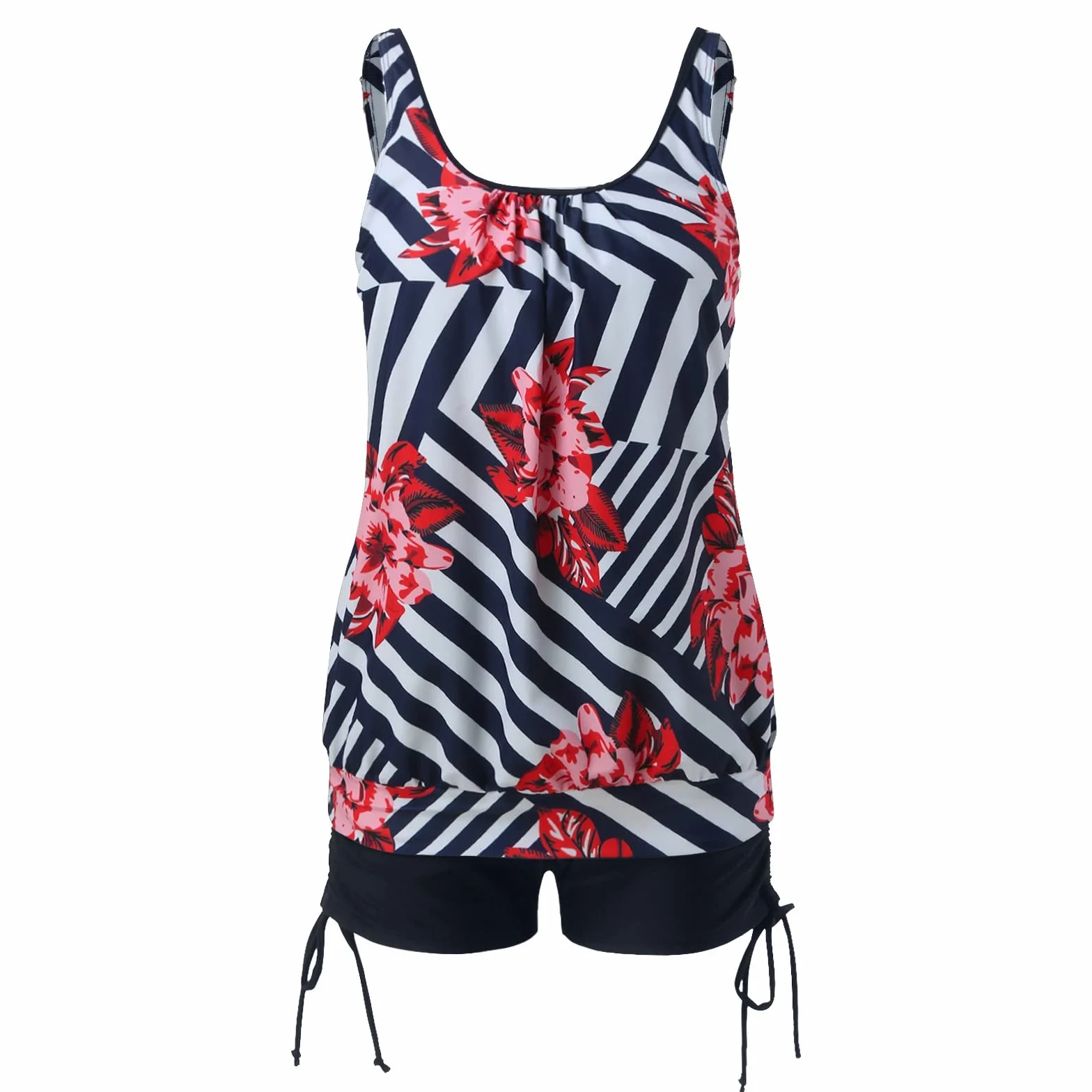 Bañadores Tankini para Mujer Control de Abdomen Correas Ajustables Cuello en U Dos Piezas