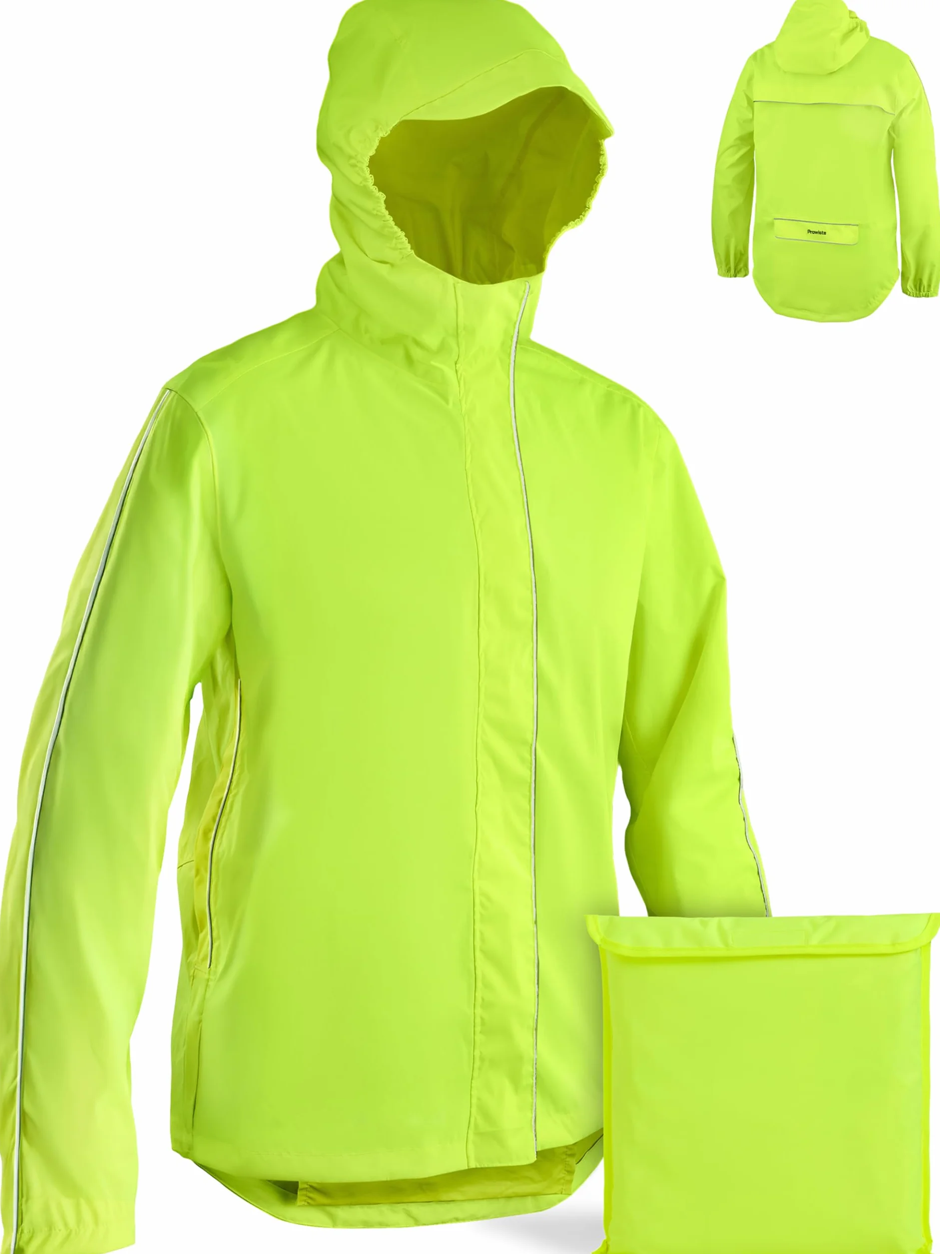 Chaqueta Ciclismo Hombre Mujer Impermeable Transpirable Lluvia Reflectante Capucha Bolsillo Trasero