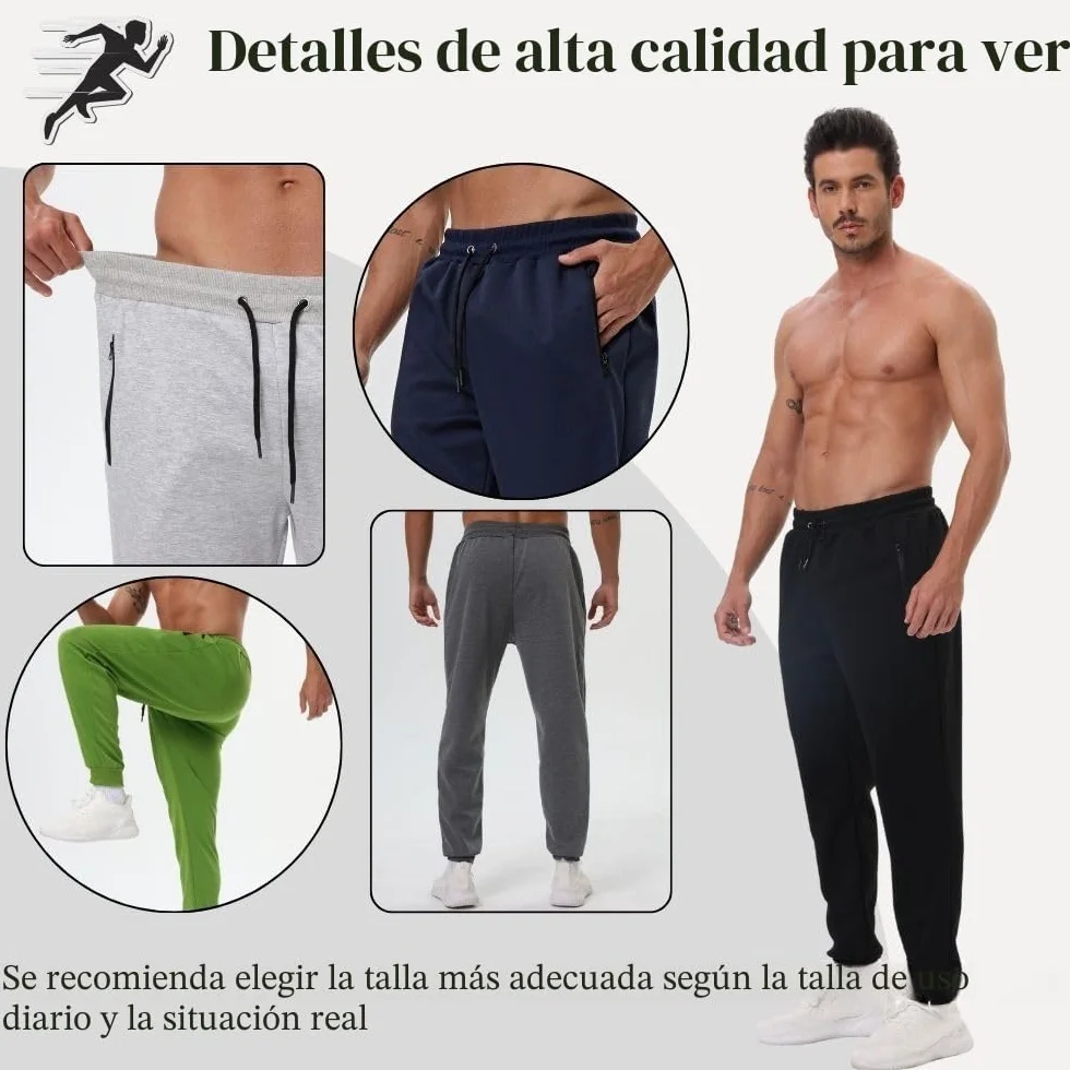 Paquete de 3 pantalones deportivos para hombre con bolsillos con cremallera