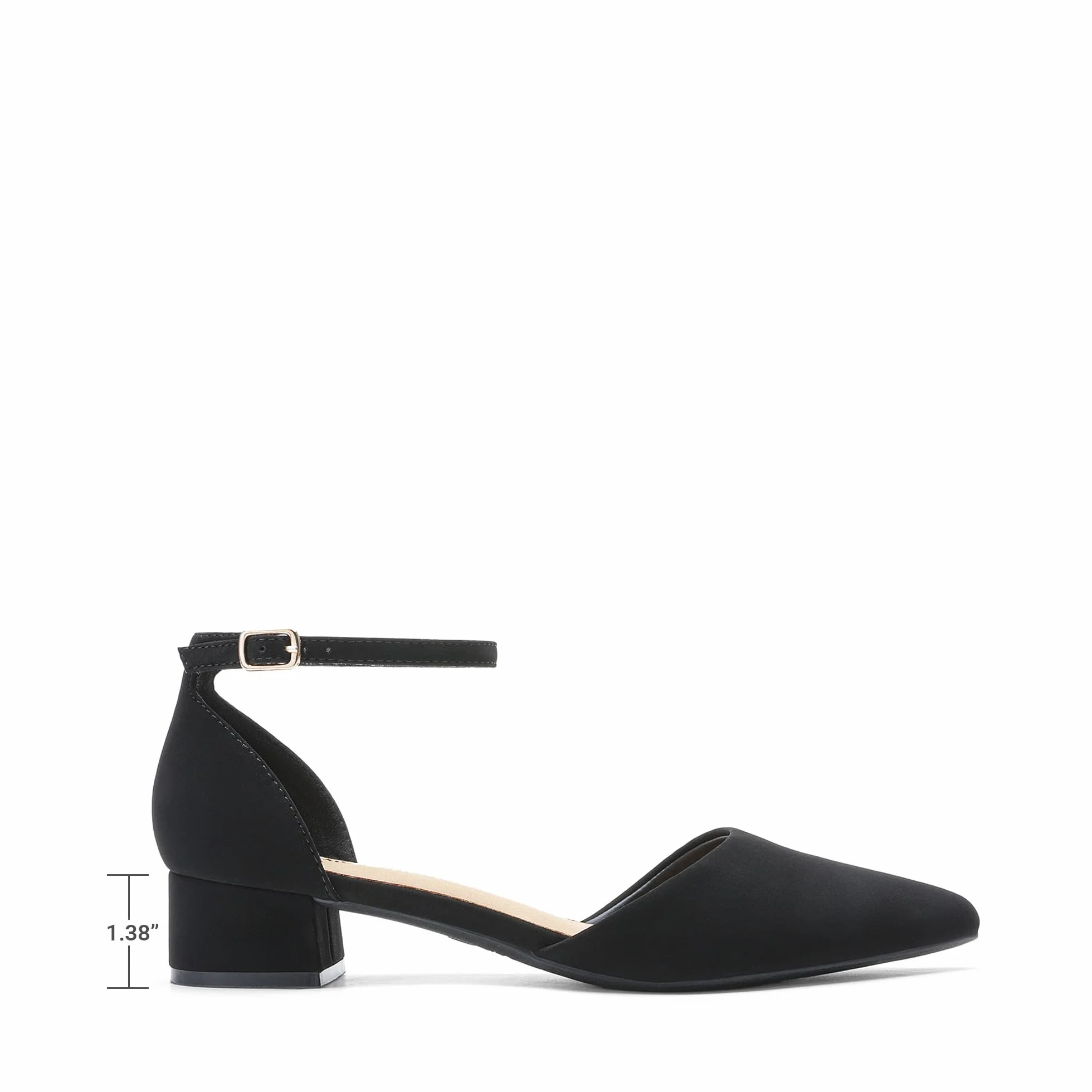 DREAM PAIRS Zapatos de Vestir para Mujer Tacones Bajos Bombas Punta Cerrada Comodidad D'Orsay Planos con Correa al Tobillo