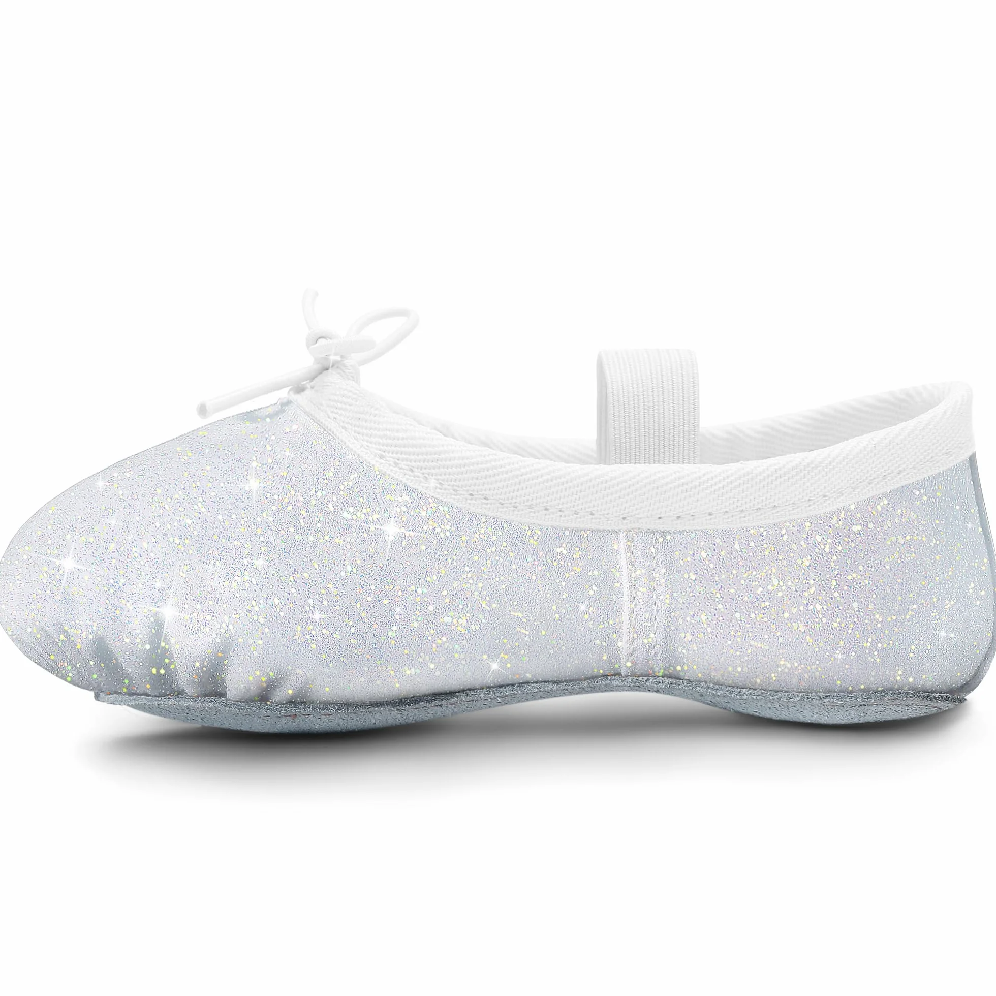 Zapatos de ballet para niñas con purpurina, piel y suela completa