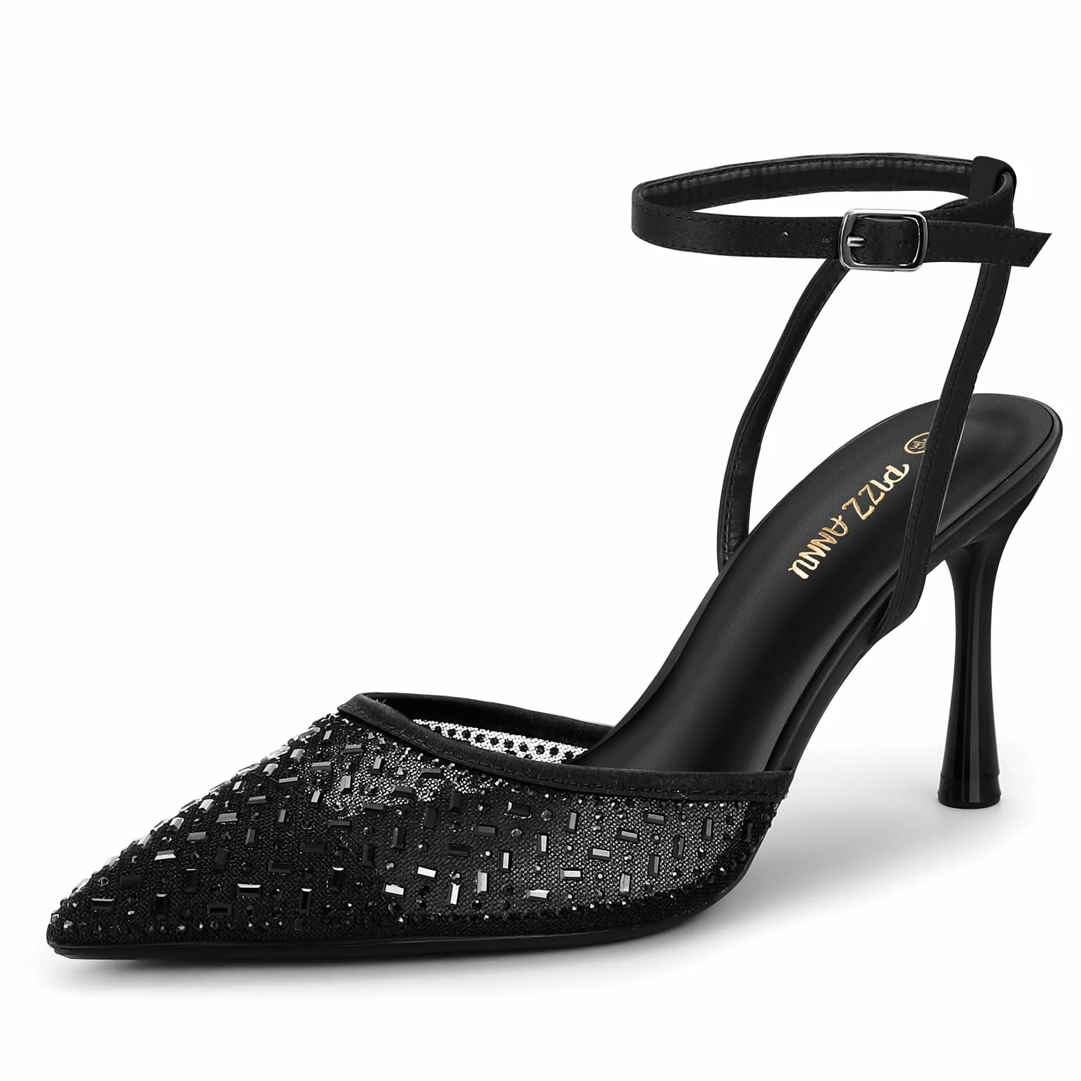 PIZZ ANNU Tacones Mujer Zapatos Tacon Vestir Pitillos Destalonados Tira Tobillo Ajustable