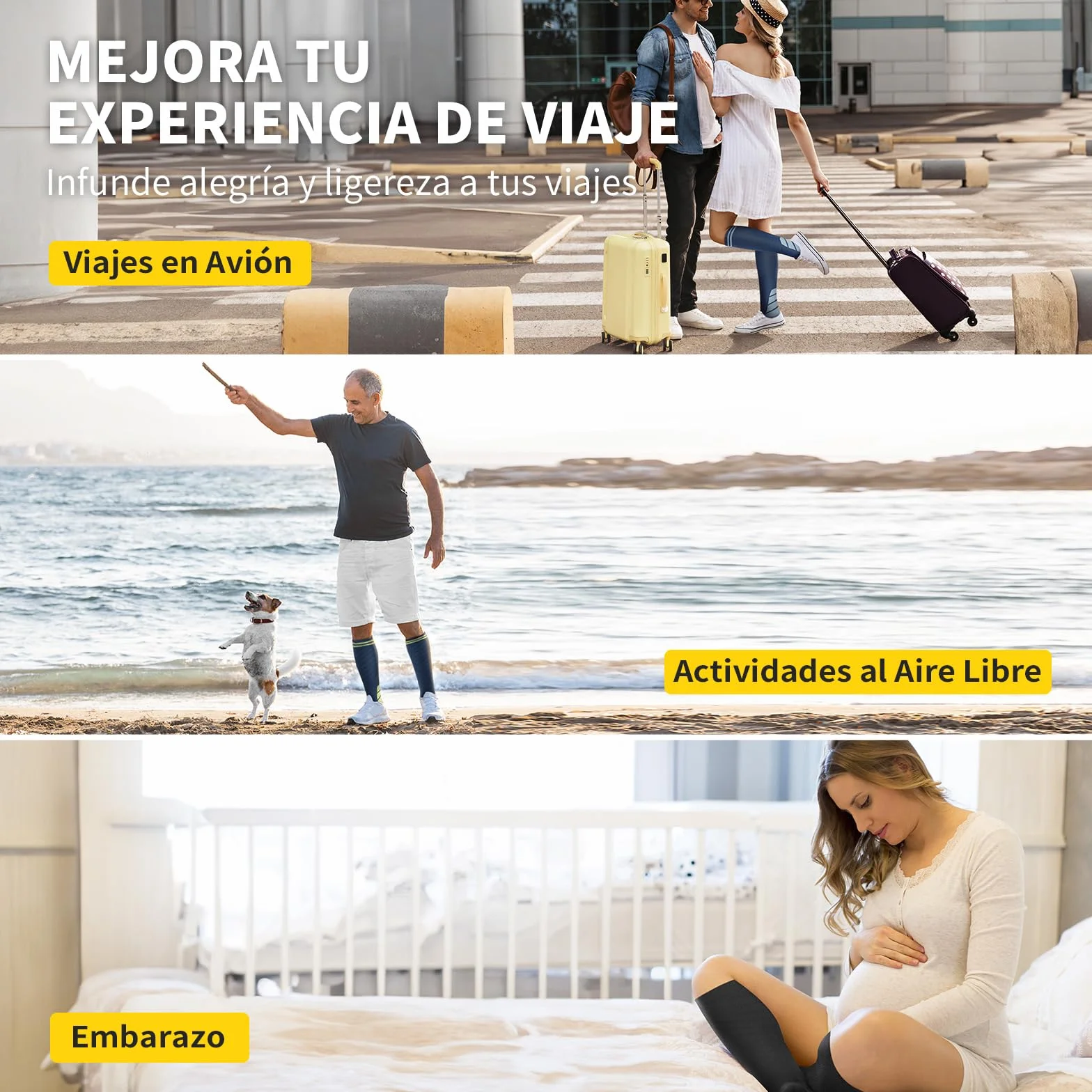 CAMBIVO Medias de Compresión 20-30mmHg 3 Pares, Calcetines Compresion para Varices, Deporte, Running