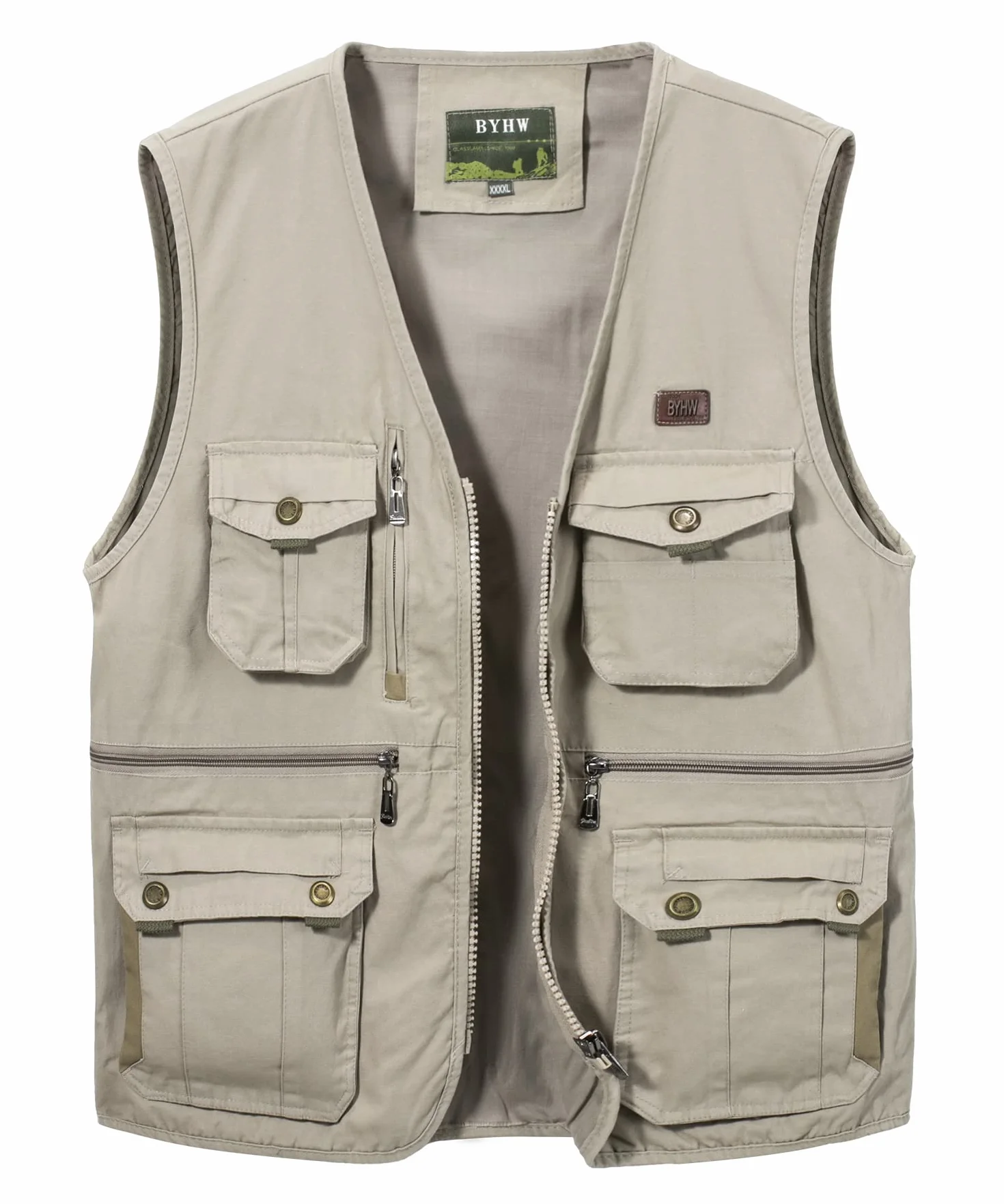 Chaleco de Pesca Hombre Multibolsillos Chaleco Deportivos de Caza Fotografia Algodón Chaleco Tipo Safari Chaqueta Sin Mangas Al Aire Libre