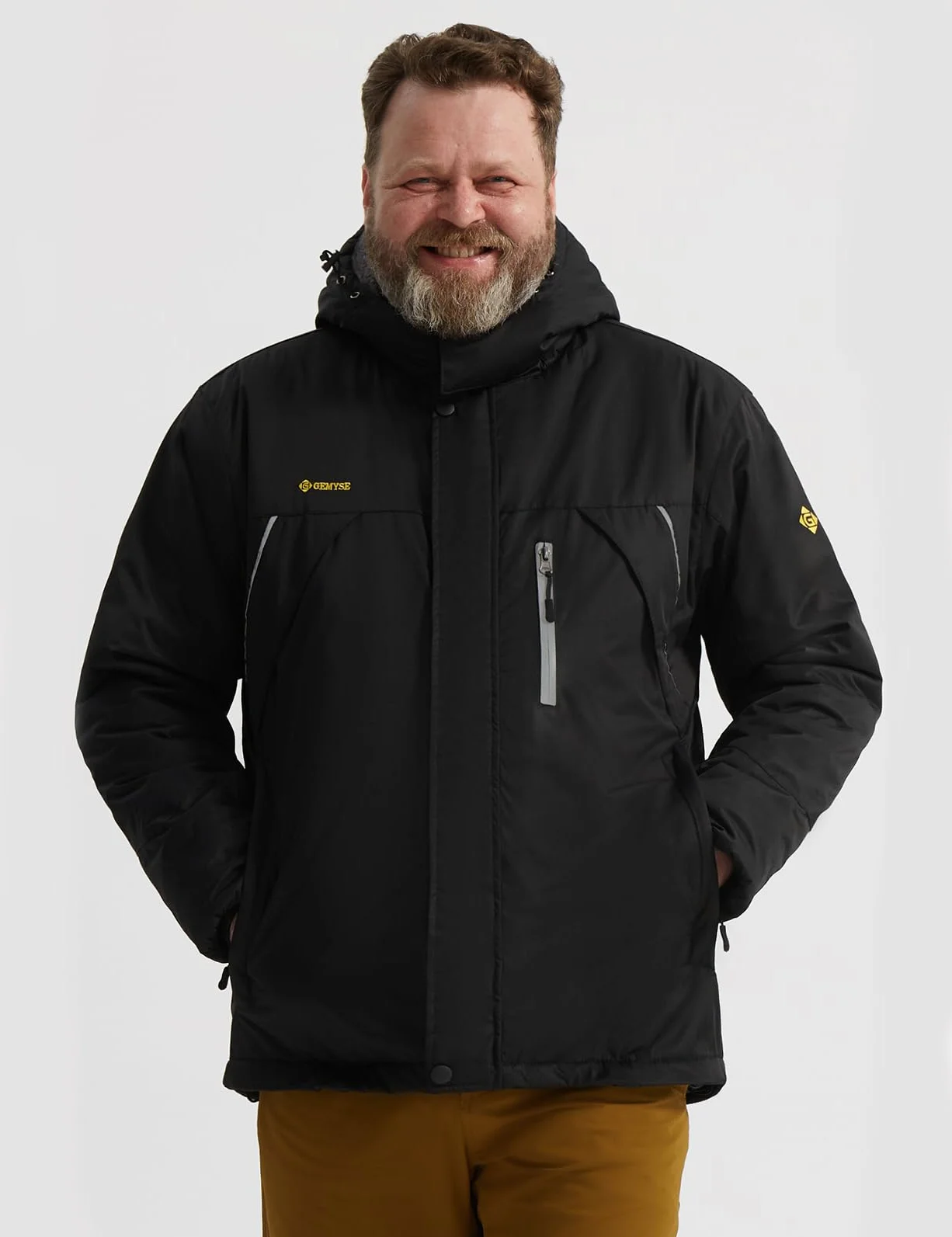 GEMYSE Chaqueta de Esquí Impermeable Hombre Abrigo Invierno Antiviento Capucha