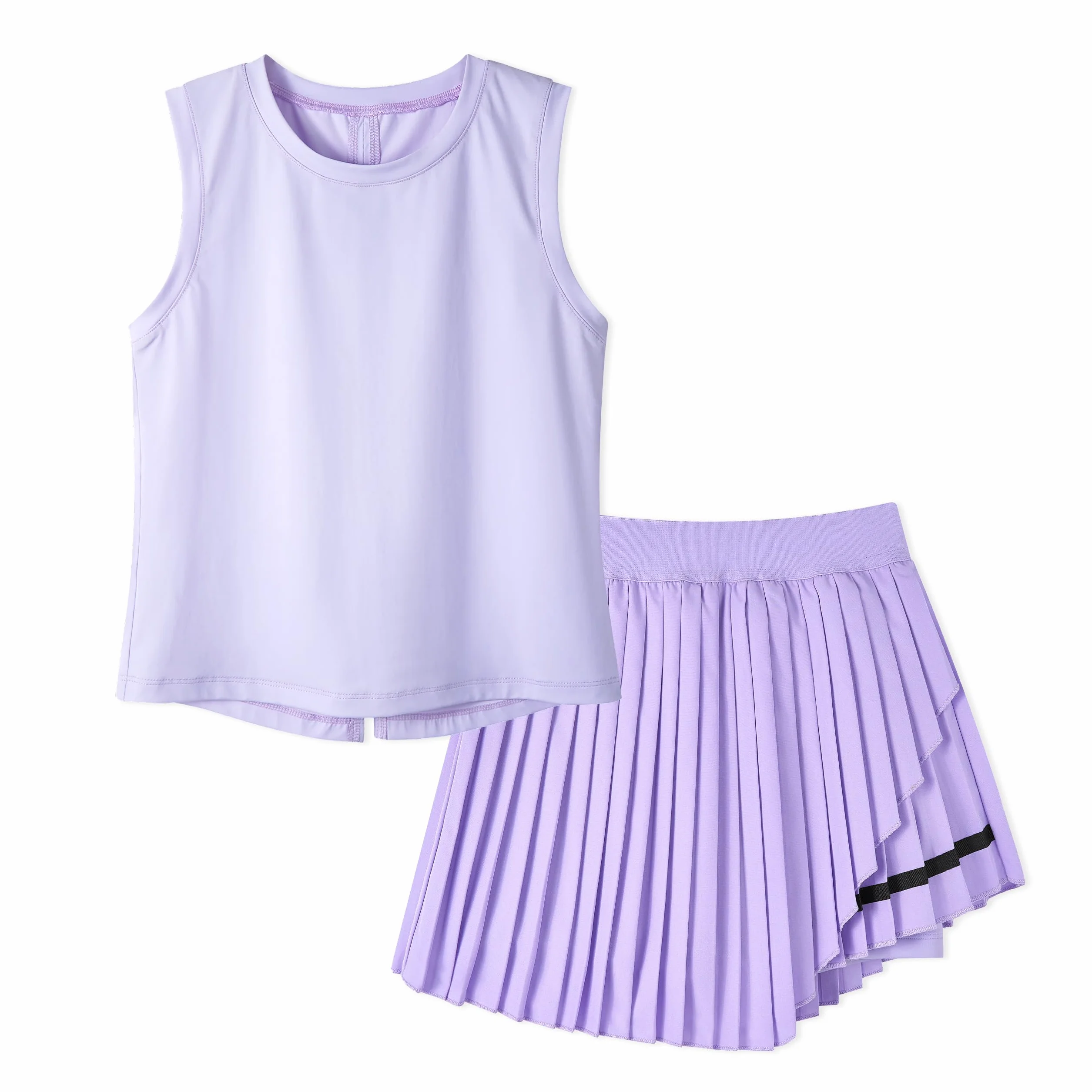 Rolanko Conjunto de Ropa para Niñas Camiseta sin Mangas de Verano con Falda Conjunto de 2 Piezas para 5-11 Años