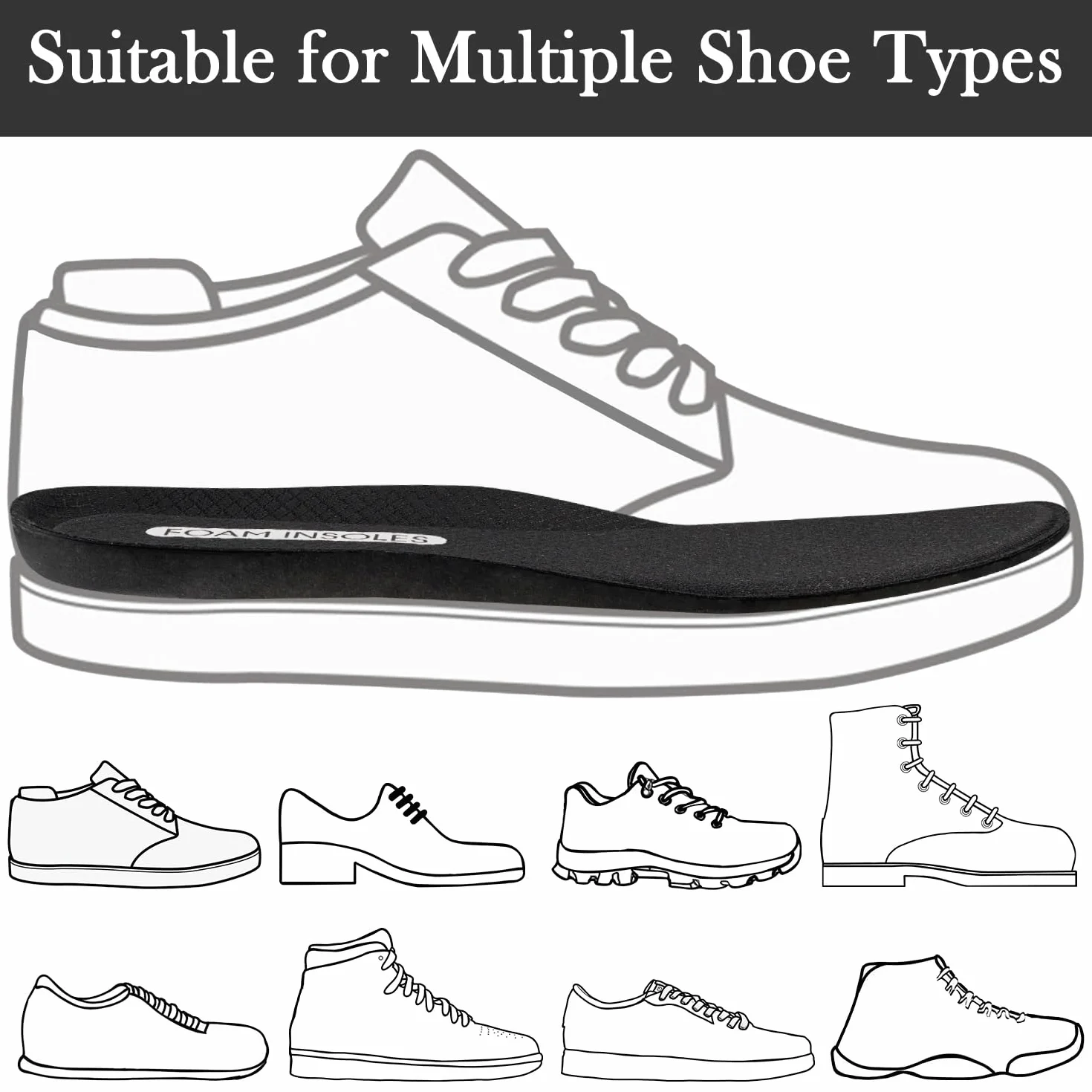 Endoto Plantilla para Skechers Zapatillas Foam Insoles Repuesto Amortiguación Hombre 43 EU