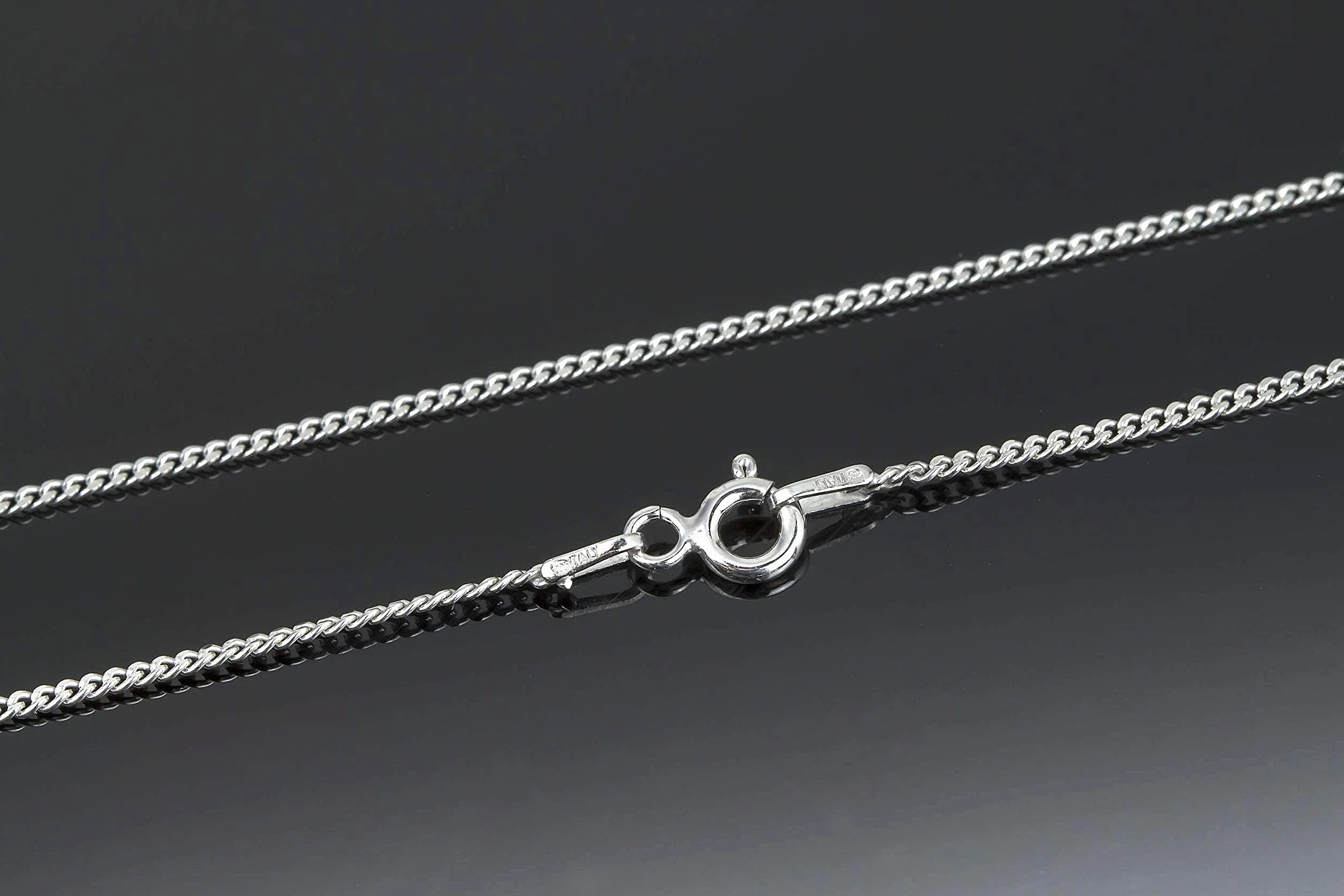 Aka Gioielli Cadena Barbada Plata de Ley 925 Rodiada Collar Mujer Hombre 1.3 mm 80 cm