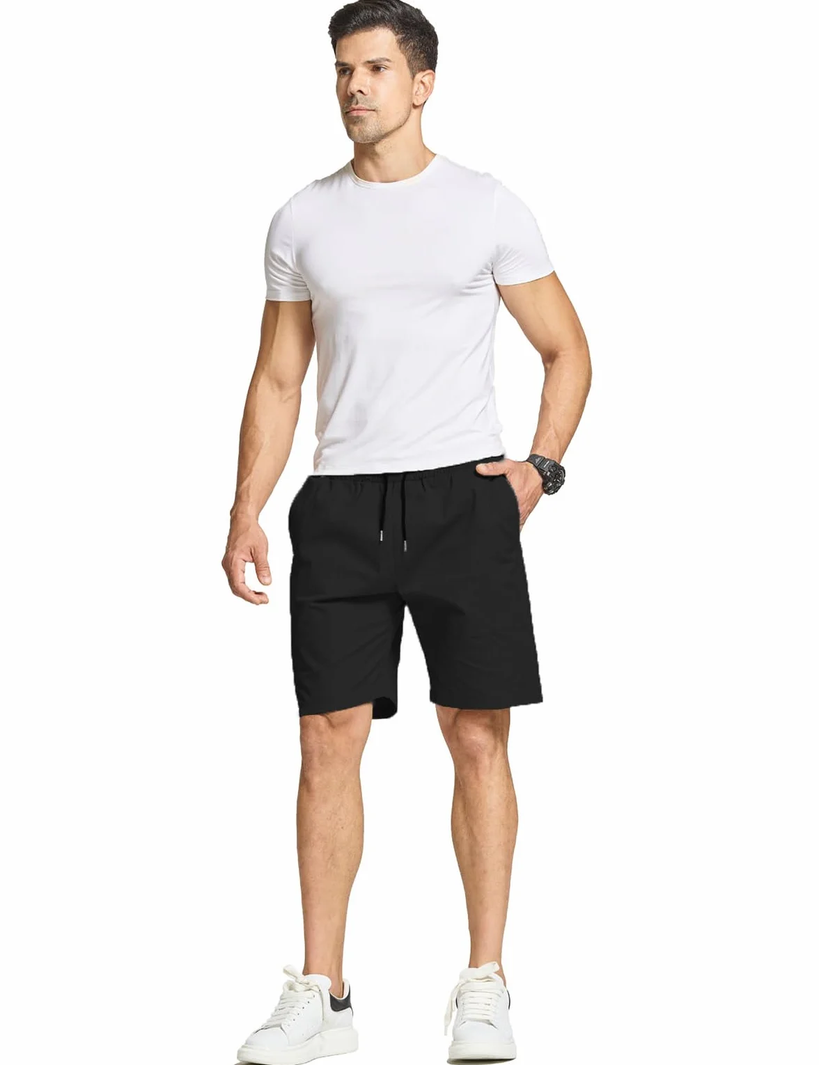 JustSun Pantalones Cortos Hombre Algodon Verano Shorts Casual Chino
