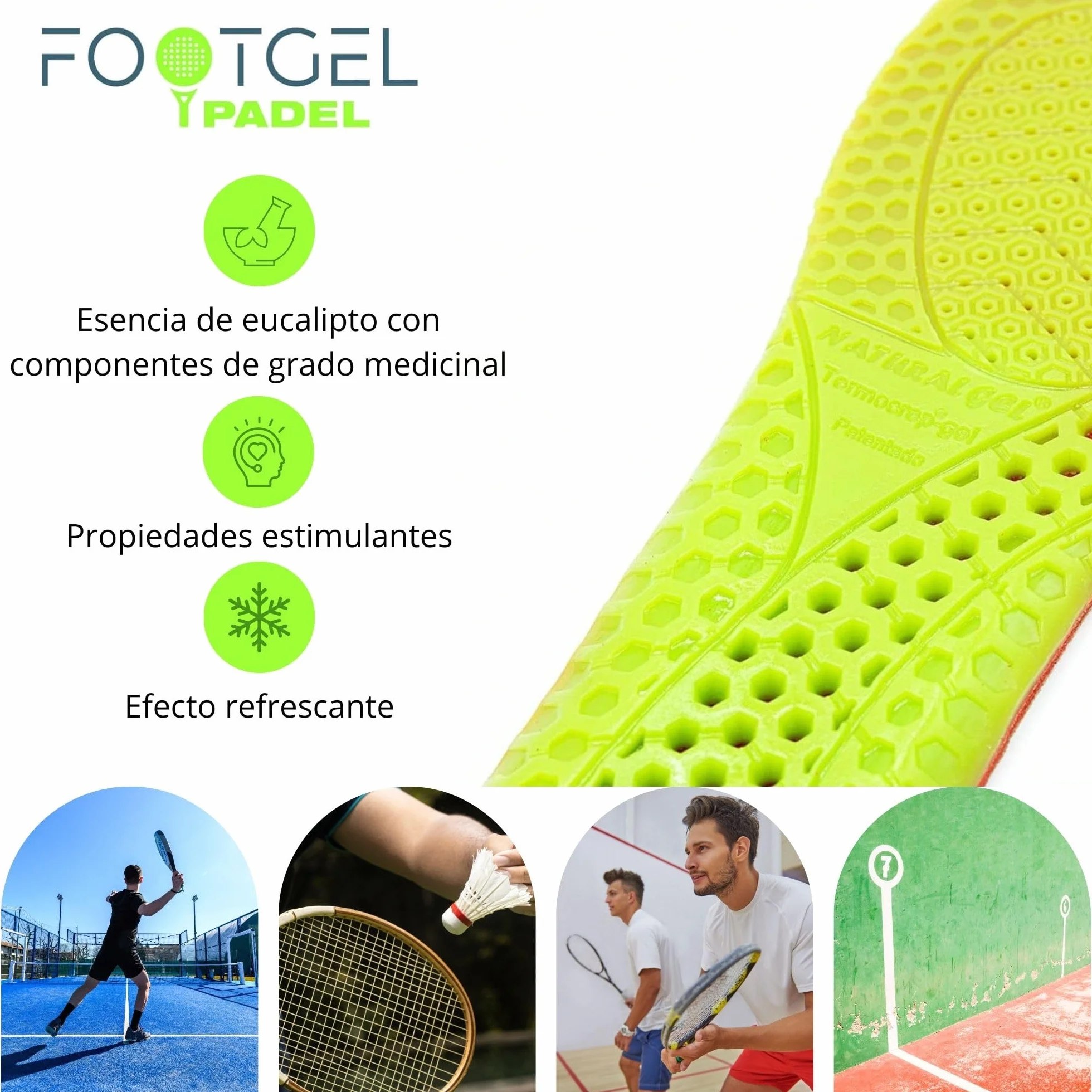 Plantillas Padel Gel Deportivas Transpirables Estabilizadoras Tallas 43-47