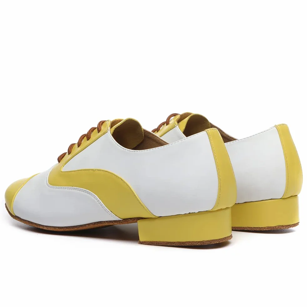 Zapatos de Baile de Salón de Cuero para Hombres Tacón Bajo Práctica L147
