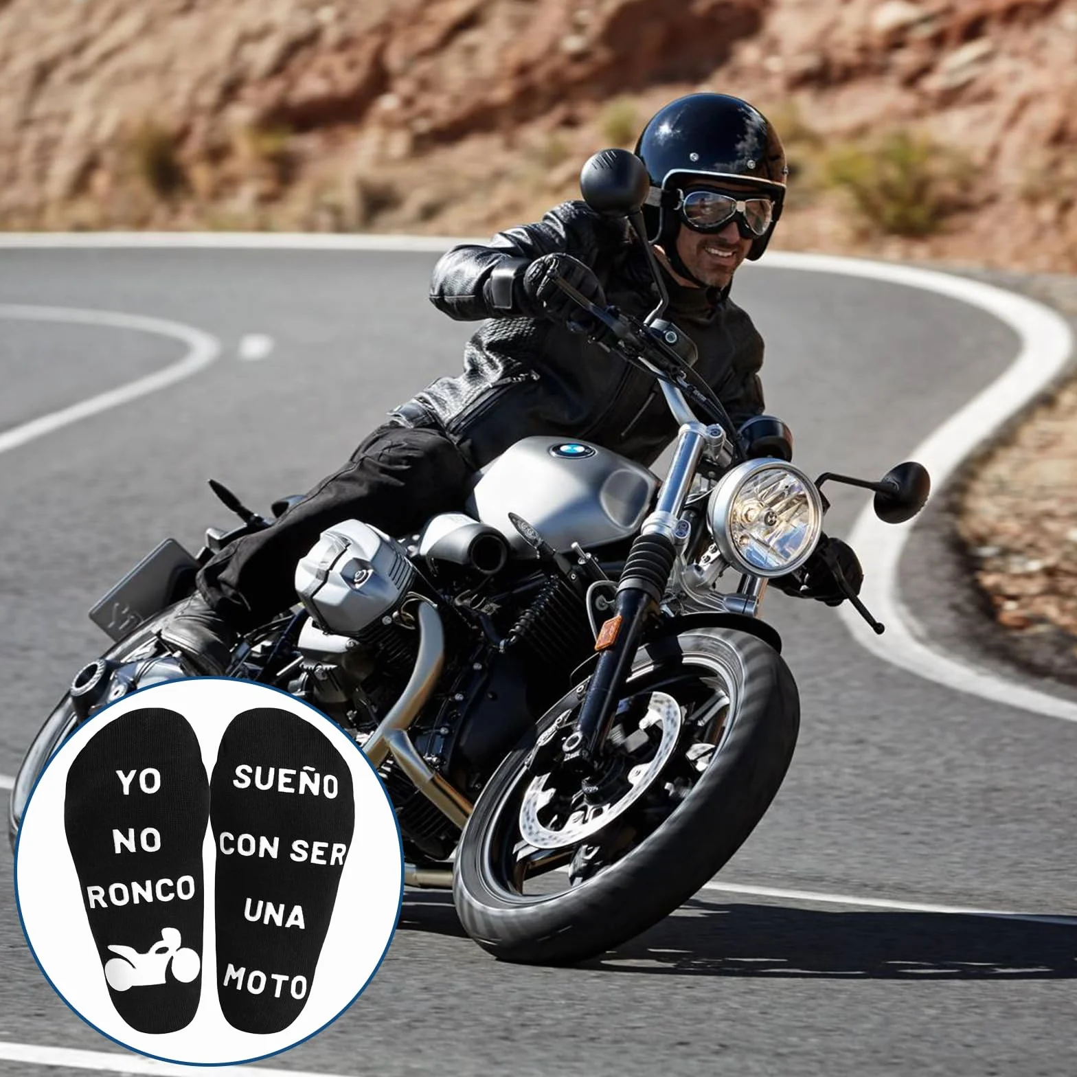 BONANGEL Calcetines Hombre Divertidos Moto Antideslizantes Algodón 39-46 Regalos Originales