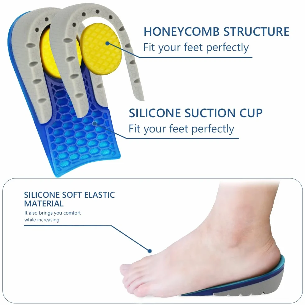 Aomig Plantillas Altura Hombre Alzas Zapatos Aumento Altura Soporte Talón Amortiguación