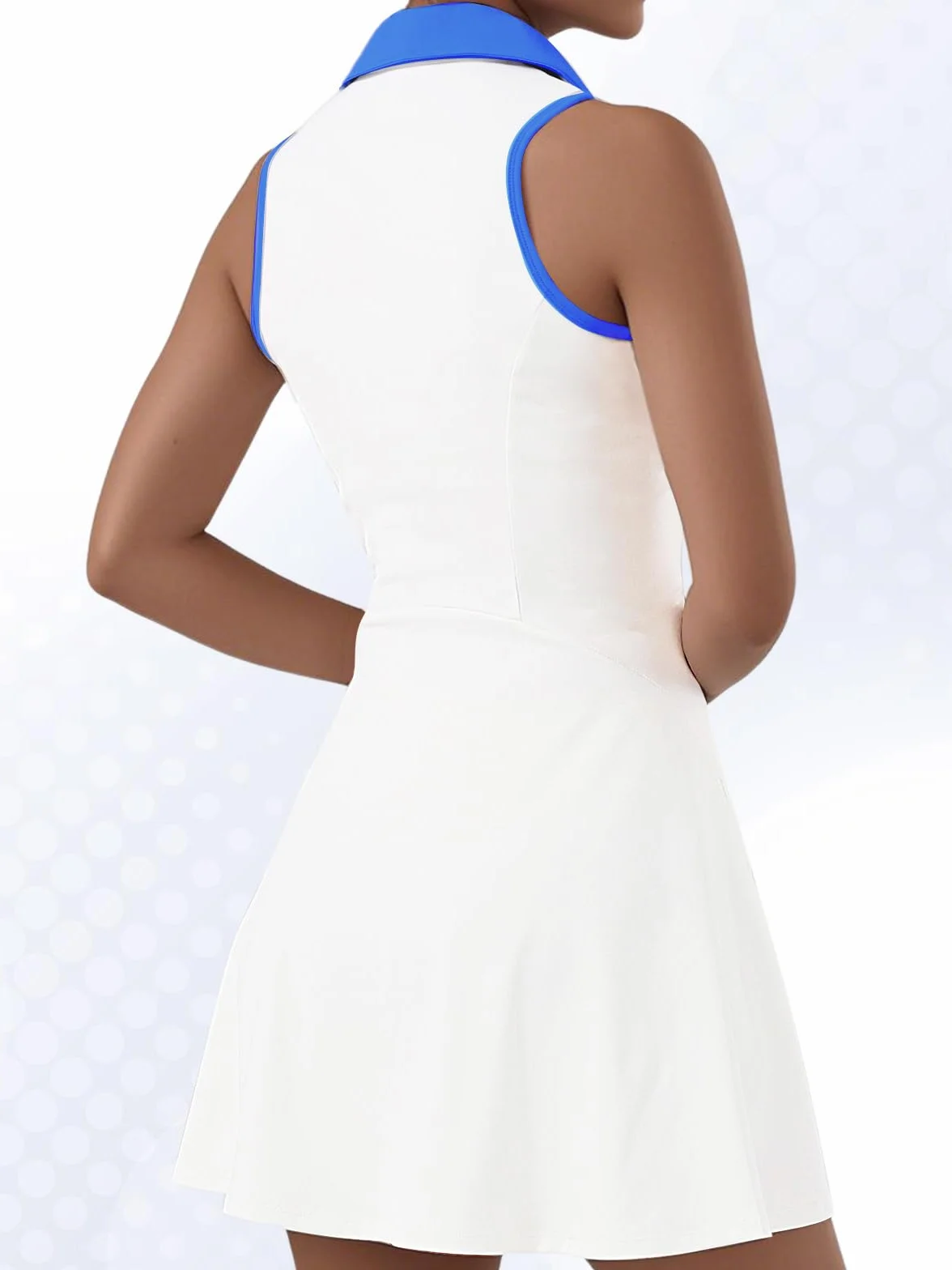 Vestido de Tenis sin Mangas Athletic Dress con Pantalón Corto Bolsillos Cremallera Polo Deportiva Mujer