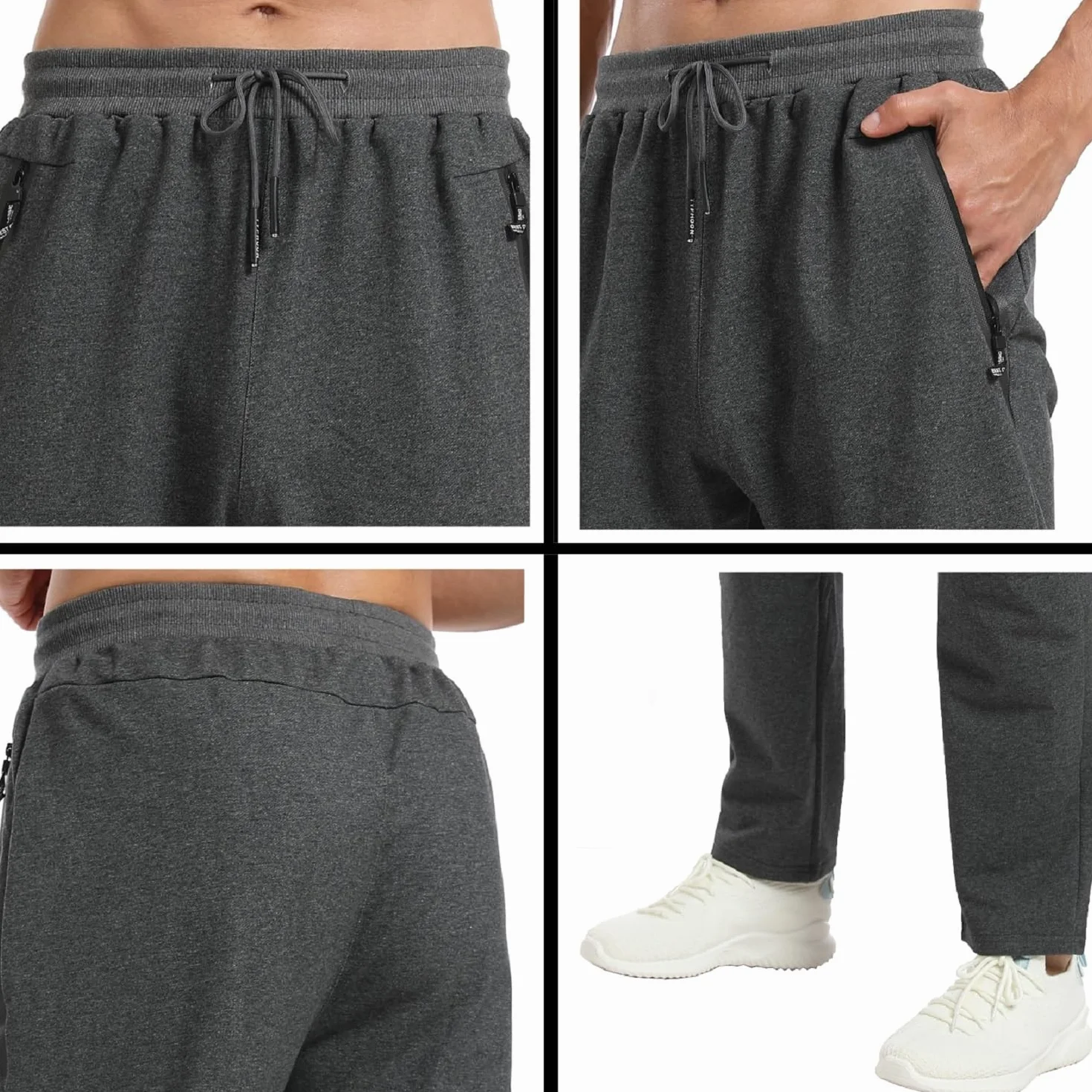 Pantalon Chandal Hombre Algodón Cremallera Bolsillos Cintura Elástica Ajustable