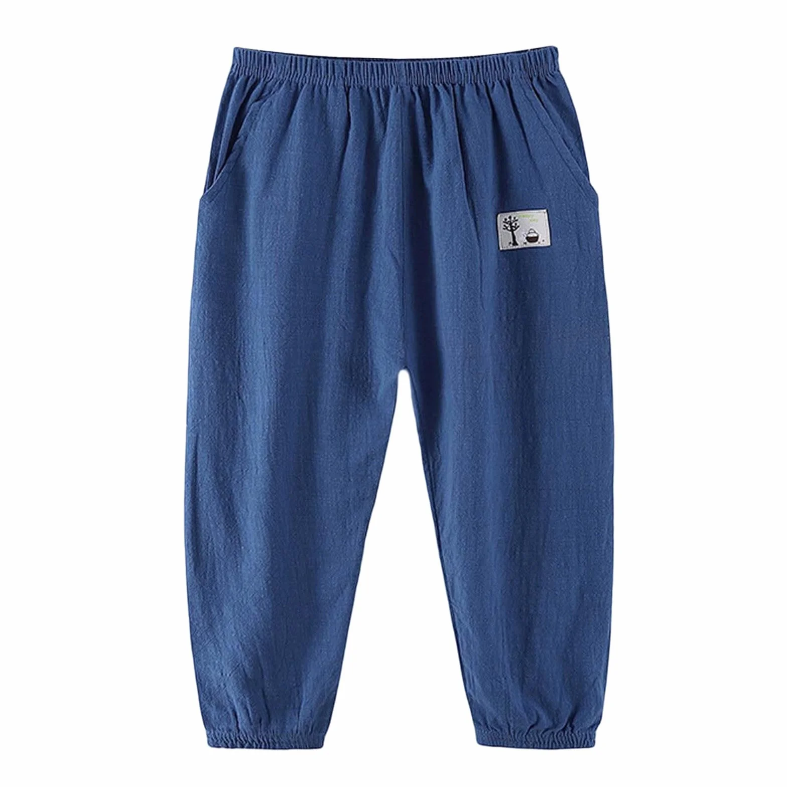 Pantalones de lino para niños con cintura elástica, hipoalergénicos