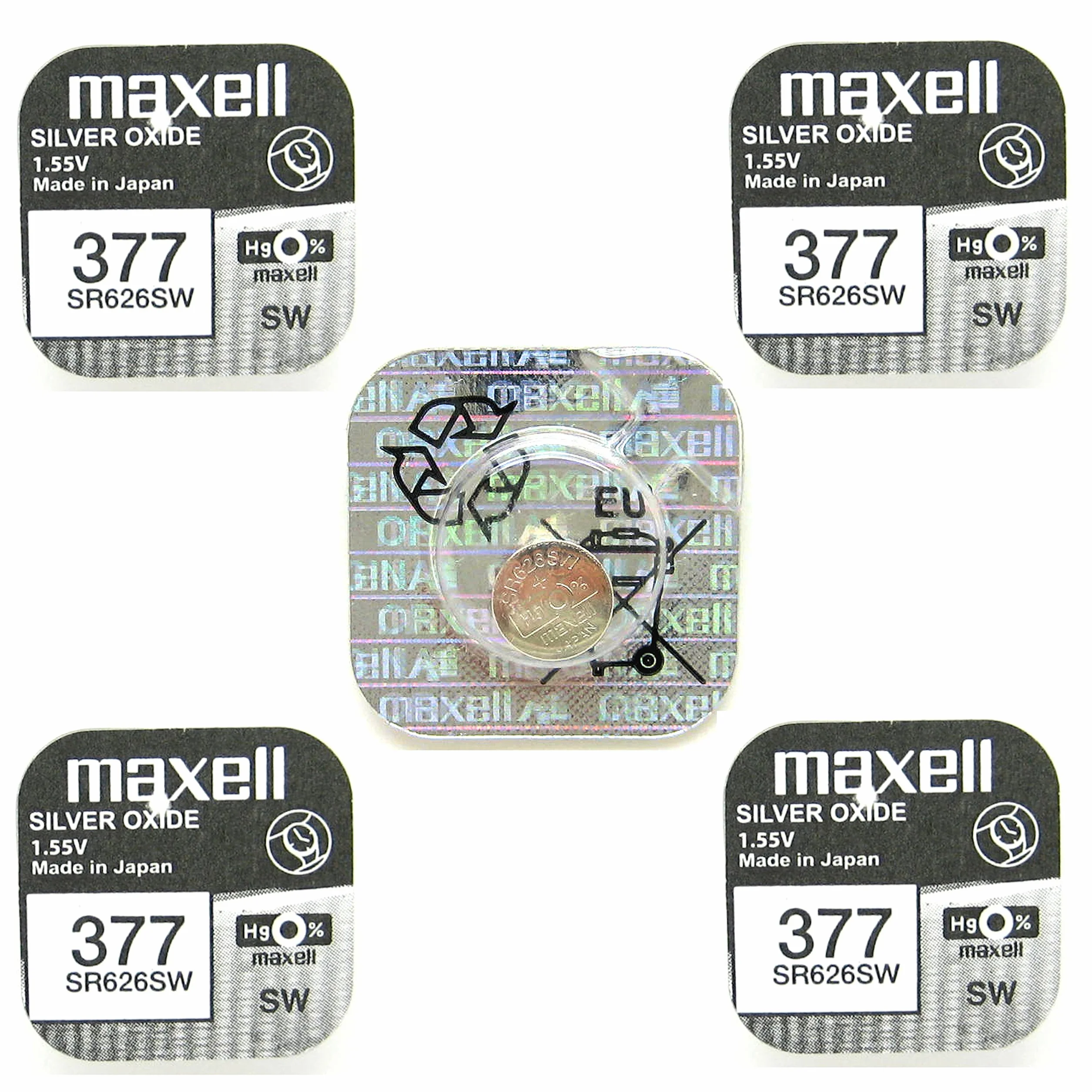 Maxell SR626SW SR626 AG4 377 1.55v Watch Batteries 5-Pack
