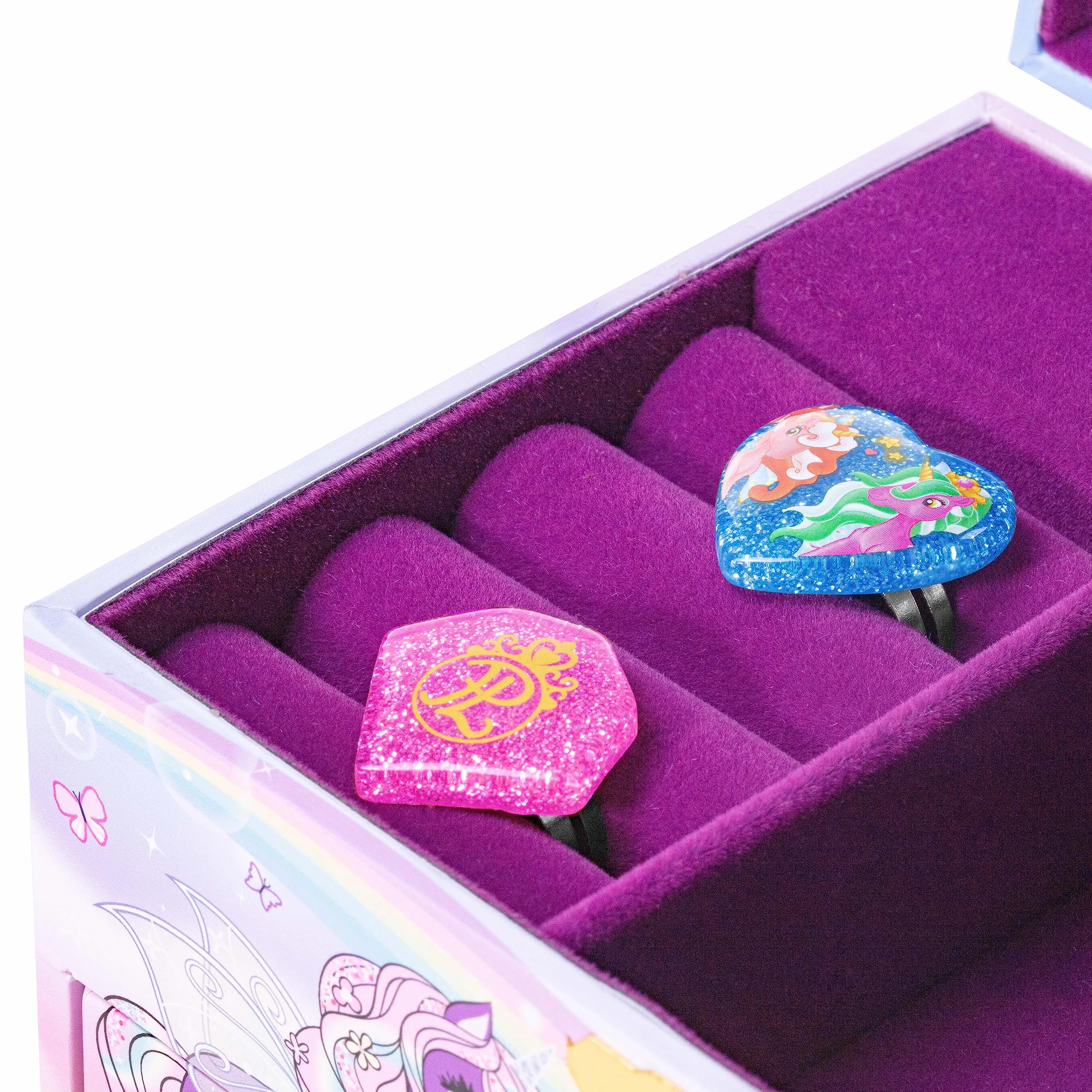 CRAZE Joyero Musical Niña Unicornio Caja de Música Cajón Extraíble Aterciopelado Espejo Unicornio Giratorio