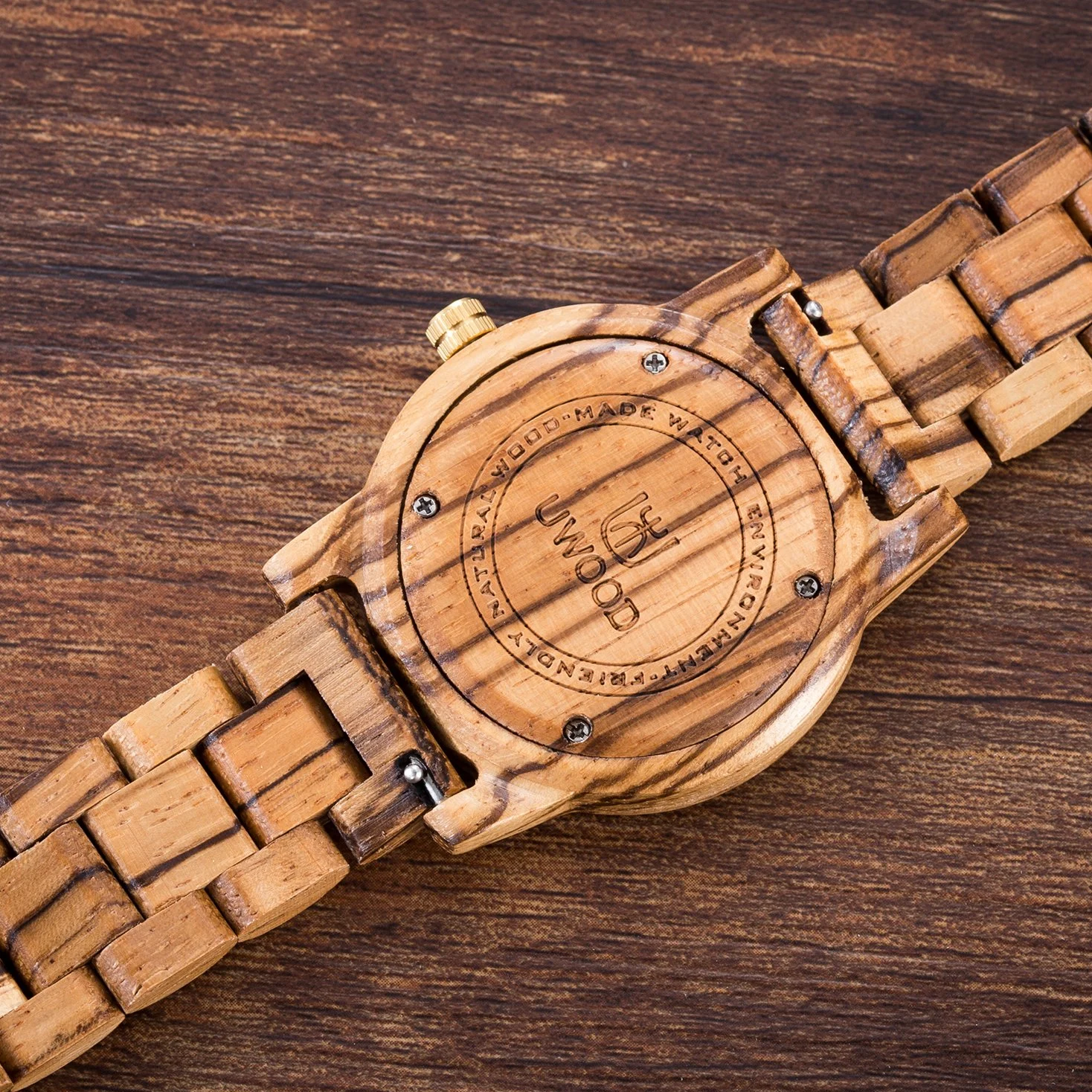 MUJUZE Reloj de Madera para Hombre, Movimiento japonés, Reloj analógico de Cuarzo con Pantalla de Fecha y Puntos Luminosos, Regalo para Hombre
