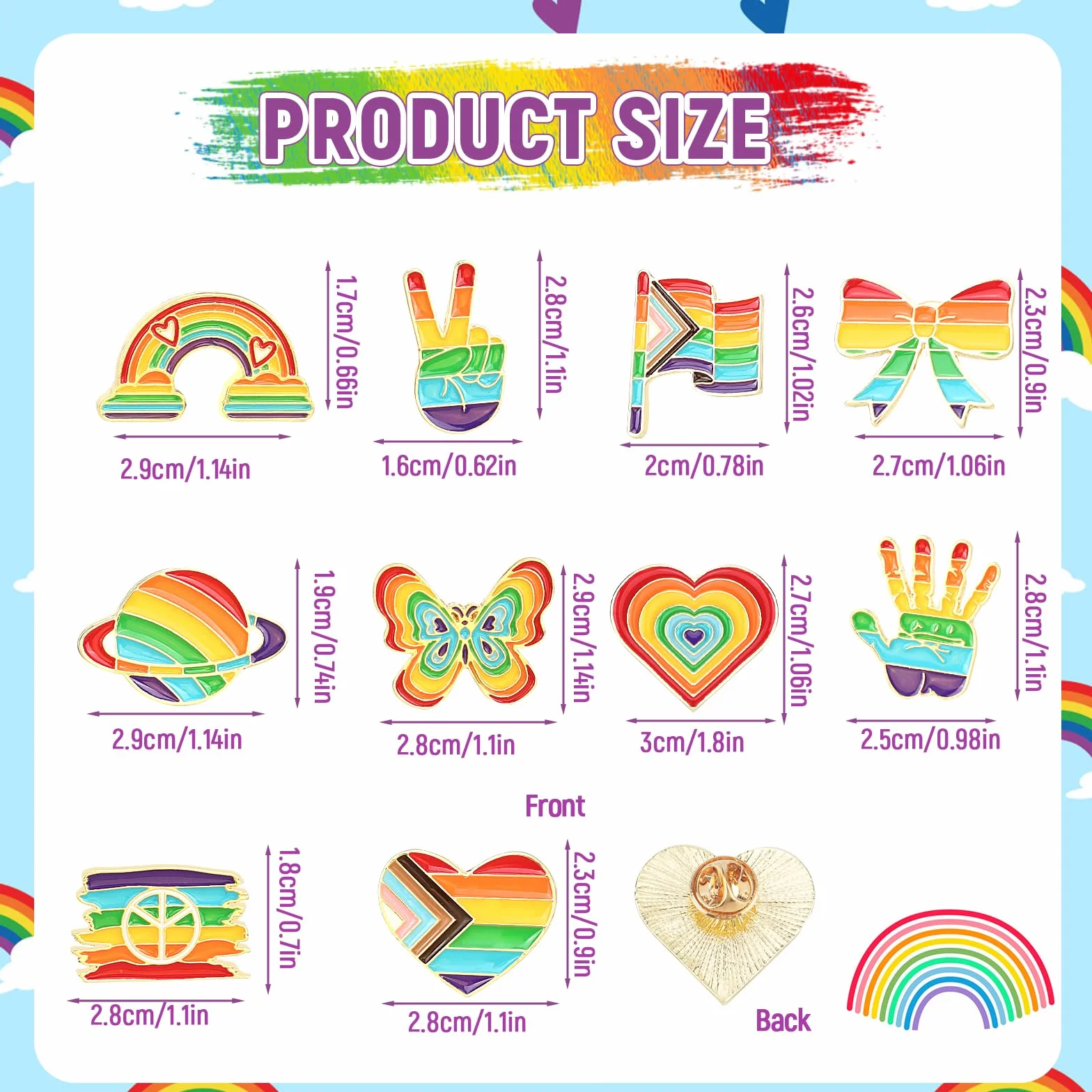 Alfiler Arcoíris LGBT Gay Rainbow Pin Broche Orgullo LGBTQ Pride Botón Accesorios