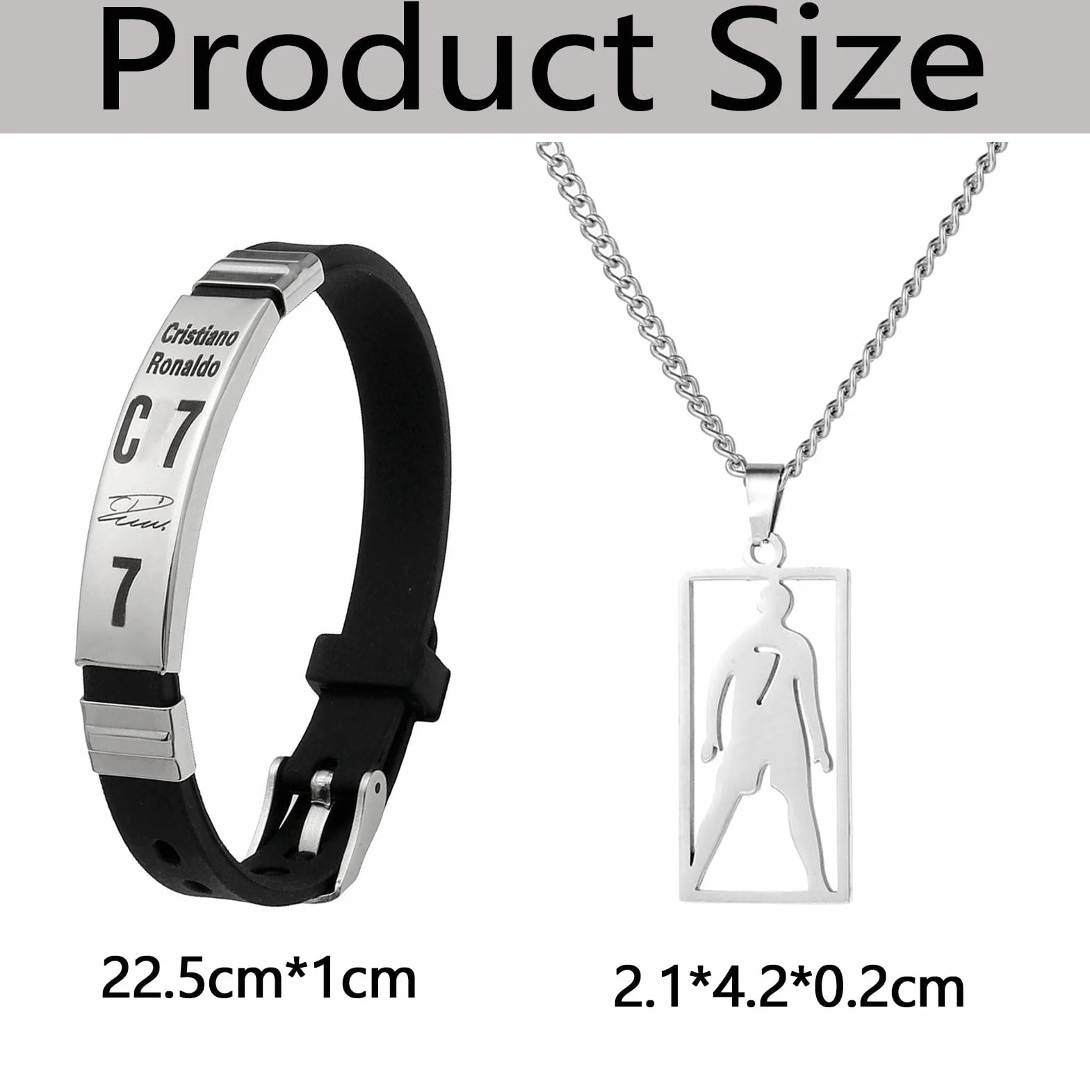 Juego de collar de fútbol de acero inoxidable ajustable y pulsera de silicona para hombres