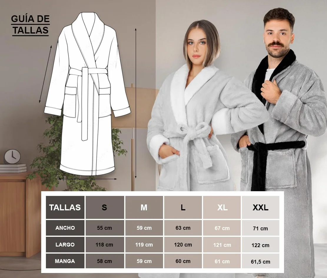 LEBENGOOD Bata Hombre Invierno, Albornoz Hombre Coralina, Batas de Casa Polar, Suave, Acogedor, Microfibra OEKO-TEX®