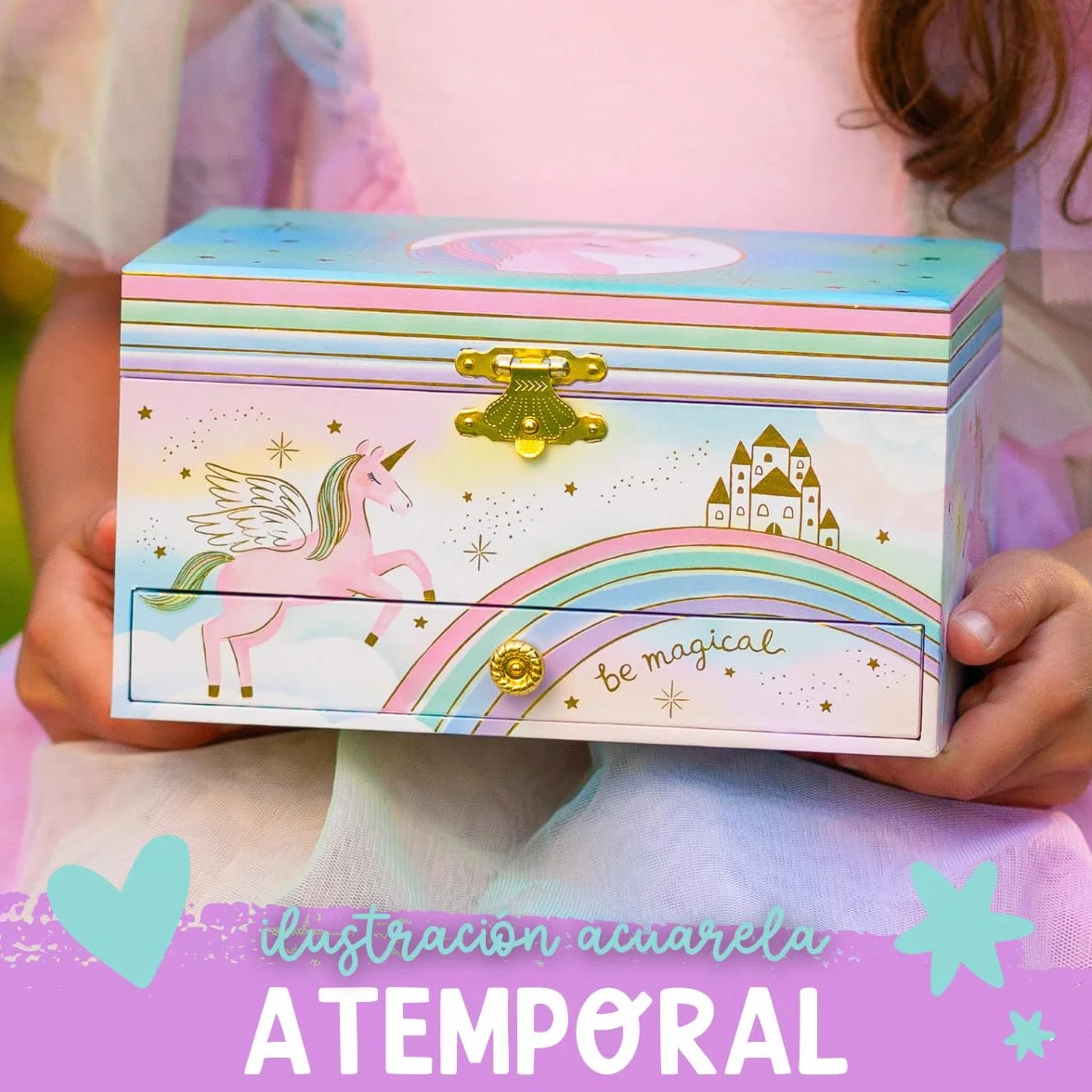 Giggle & Honey Joyero Musical de Unicornio para Niñas - Unicornio Bailarín con Espejo, Regalo de Cumpleaños 3-10