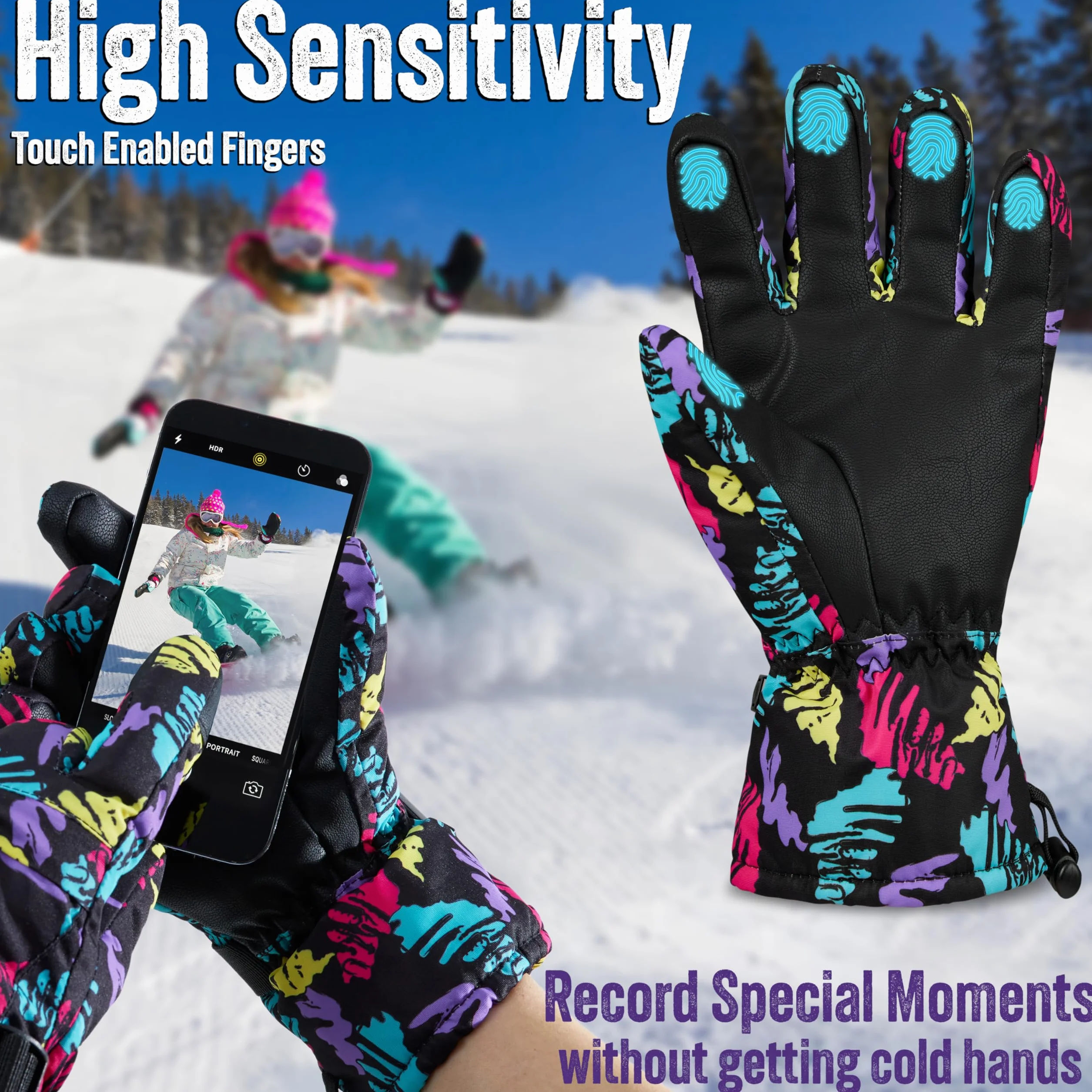 CityComfort Guantes Esquí Mujer Térmicos Impermeables Táctiles Invierno Forrado Cálido Snowboard Nieve Frío