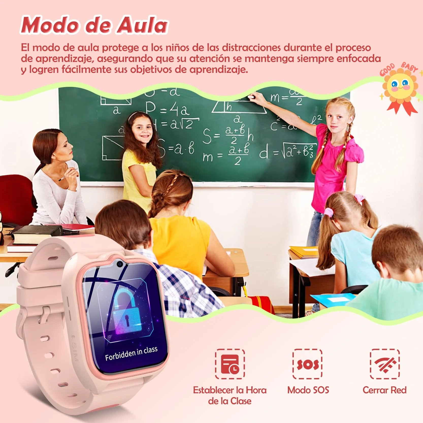 Smartwatch 4G Niñas 1.75" con Videollamadas GPS 800 mAh